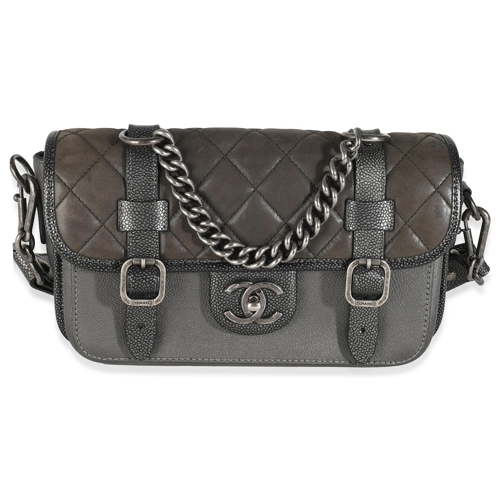 Timeless Chanel Dark Grey Iridescent Calfskin Back To School