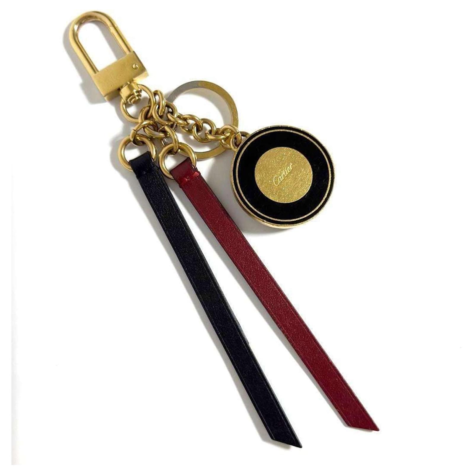 Cartier Diabolo Seal Key Ring Charm Holder Leather Metal ref