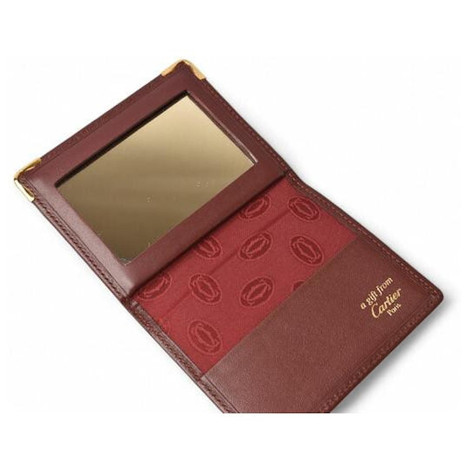 Cartier Leather Card Case/Hand Mirror Brown ref.1860282 - Joli Closet