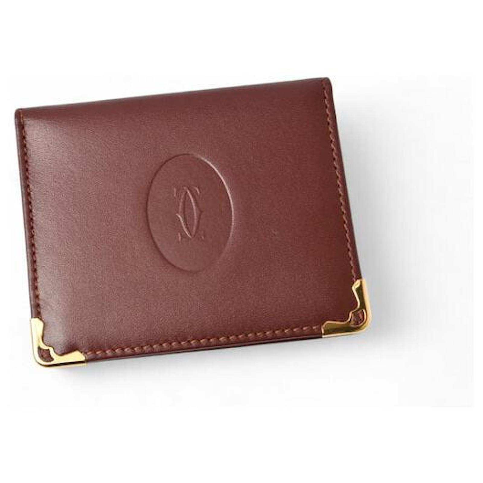 Cartier Leather Card Case/Hand Mirror Brown ref.1860282 - Joli Closet