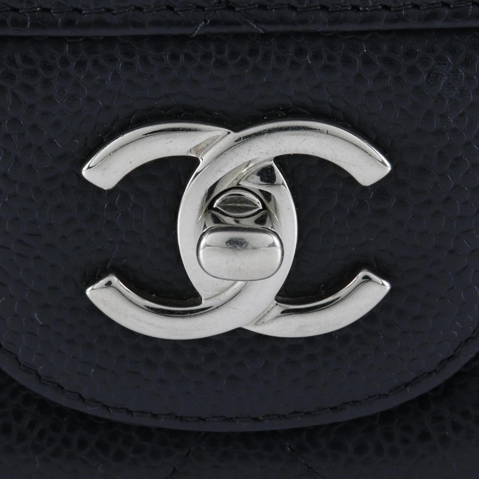 Chanel Deca Matelasse 30 Shoulder Bag Black Leather ref