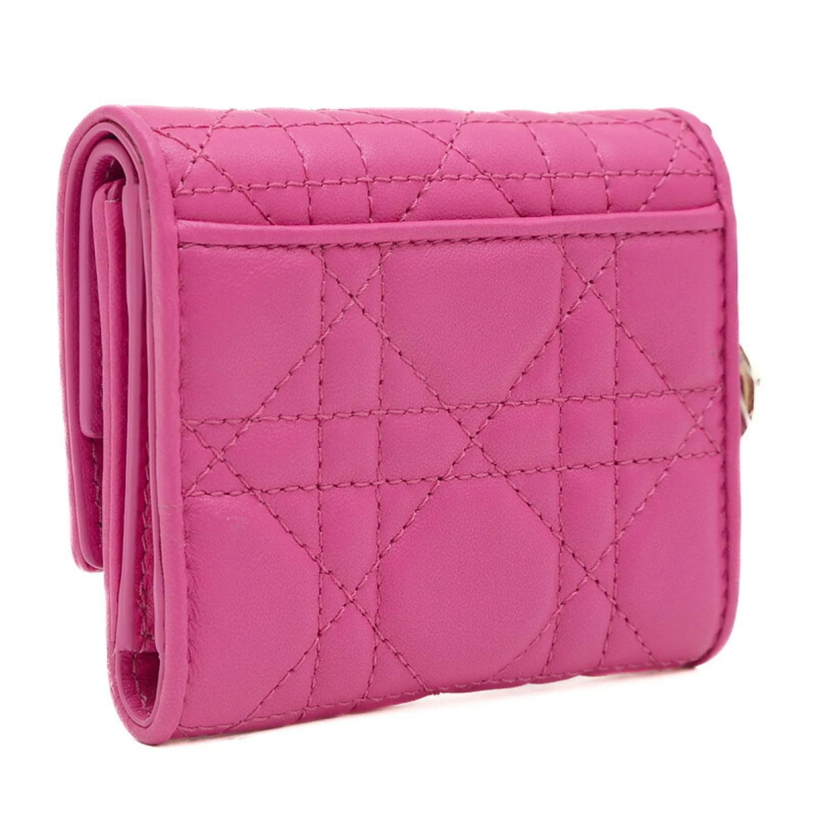 Christian Dior Lady Dior Lotus Wallet Pink Leather ref.1865374