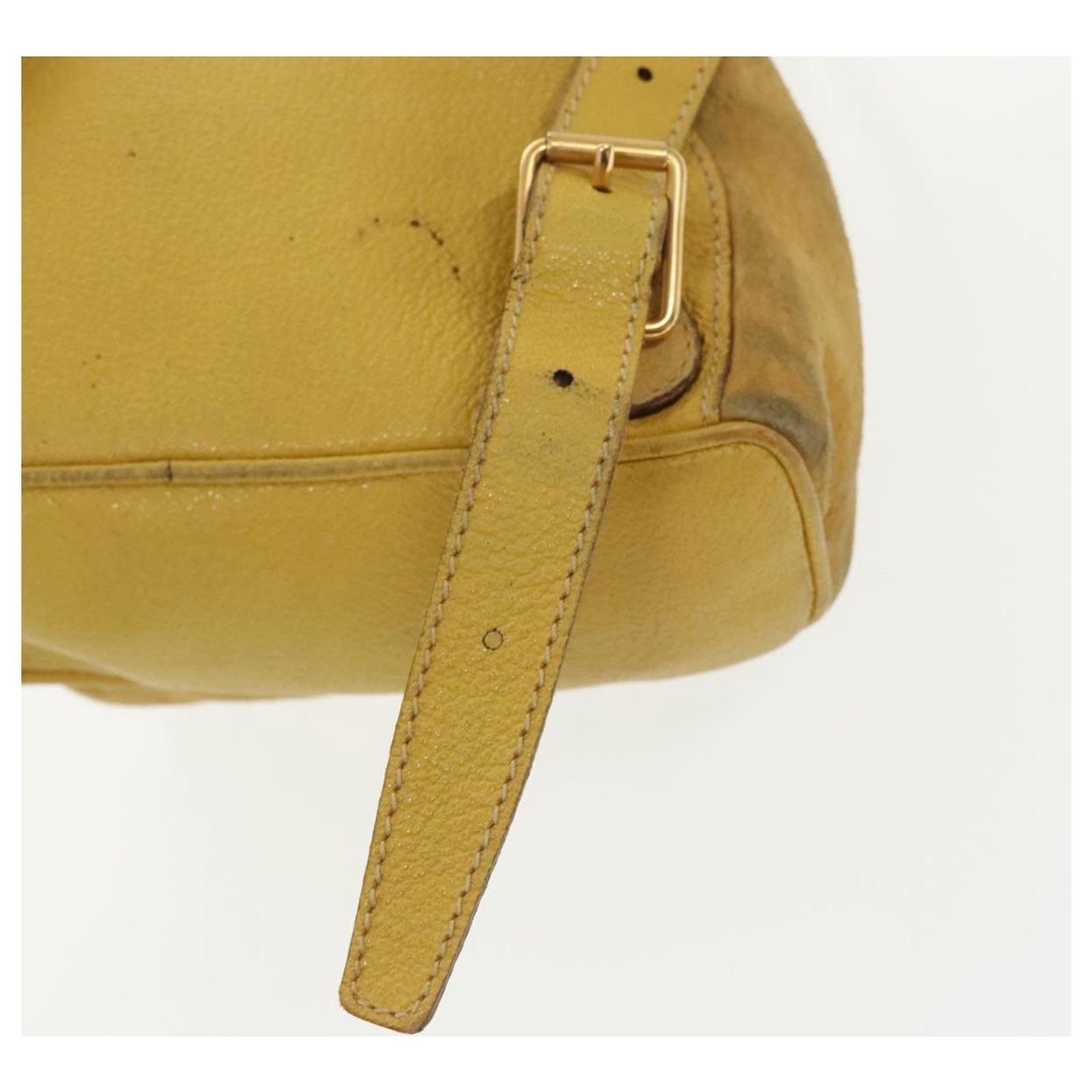 GUCCI Bamboo Backpack Suede Leather Yellow Gold 003 2058 0030 Auth bs19589 GUCCI Bamboo Backpack Suede Leather Yellow Gold 003 2058  main image 3