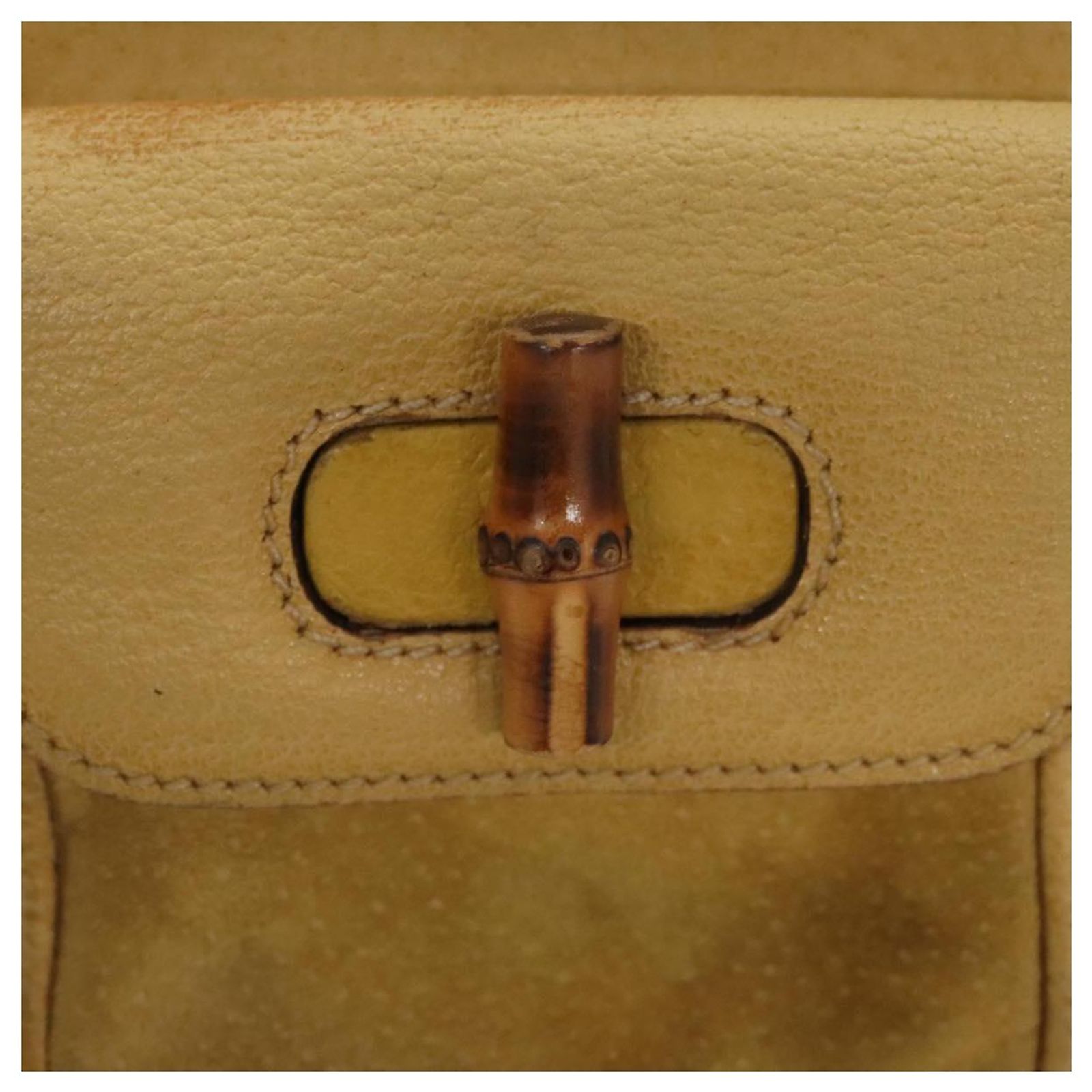 GUCCI Bamboo Backpack Suede Leather Yellow Gold 003 2058  display picture 1