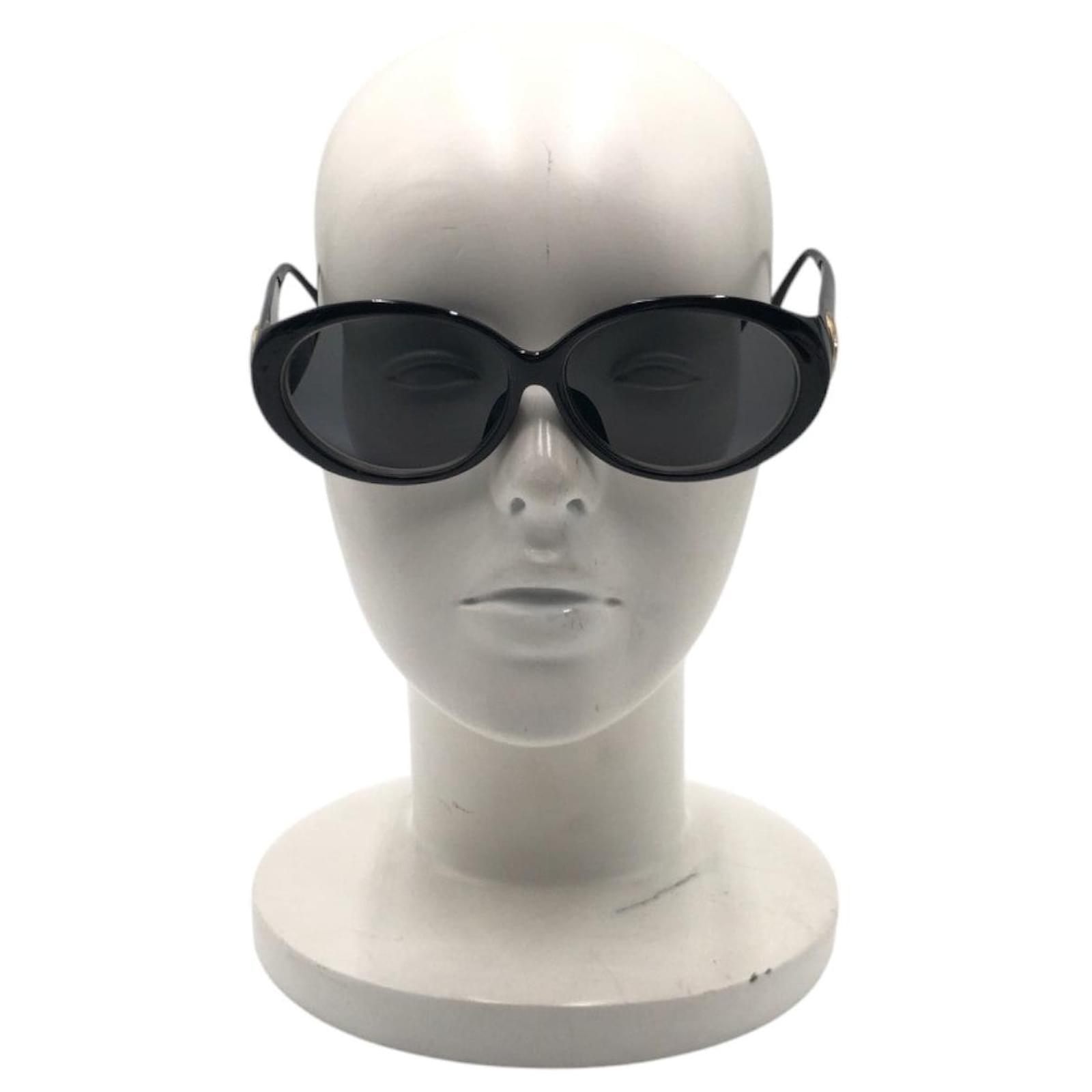 Christian Dior Dior Vintage CD Logo Oval Sunglasses Black Plastic