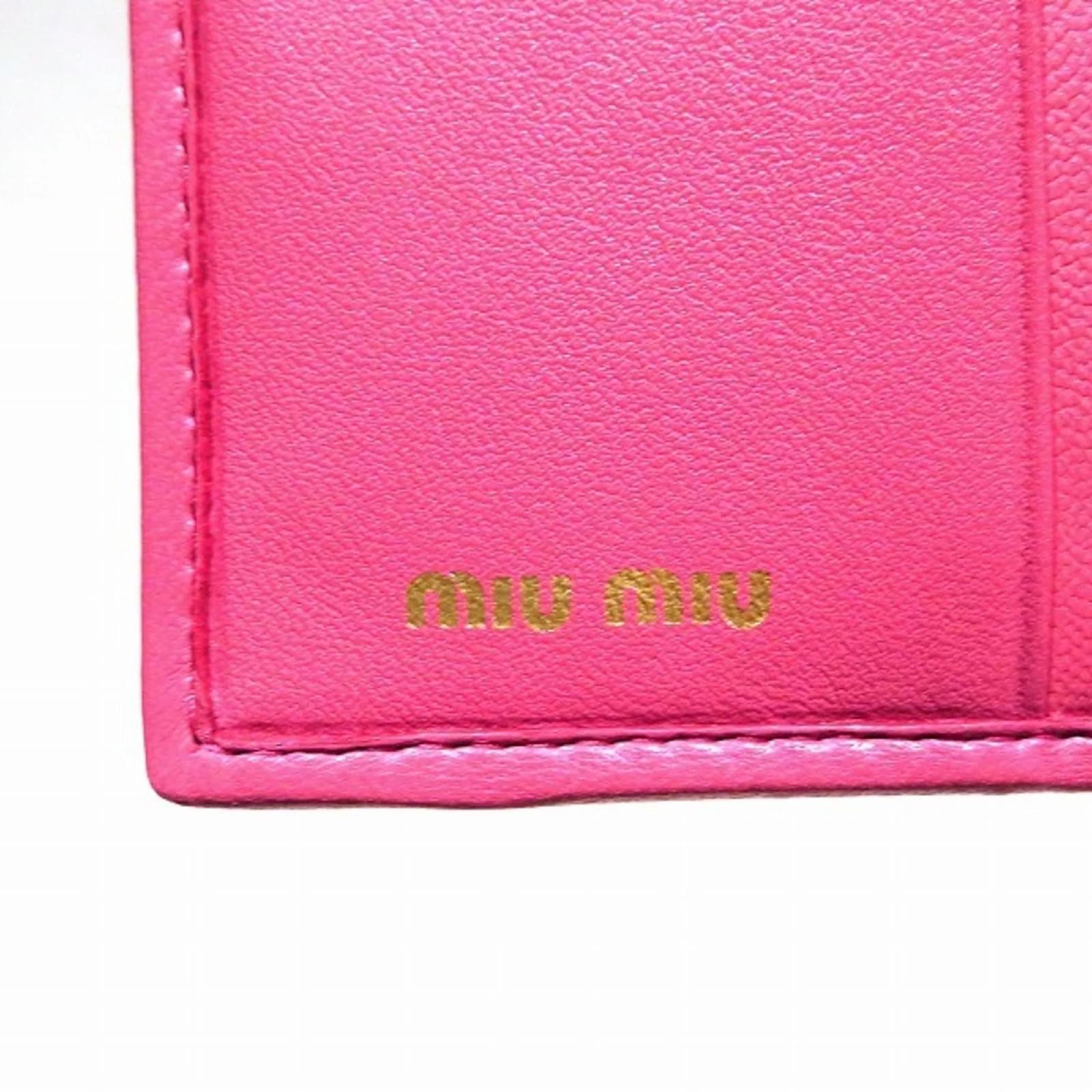 Miu Miu Matelasse Quilted Compact Tri-fold Wallet Pink ref.1870540