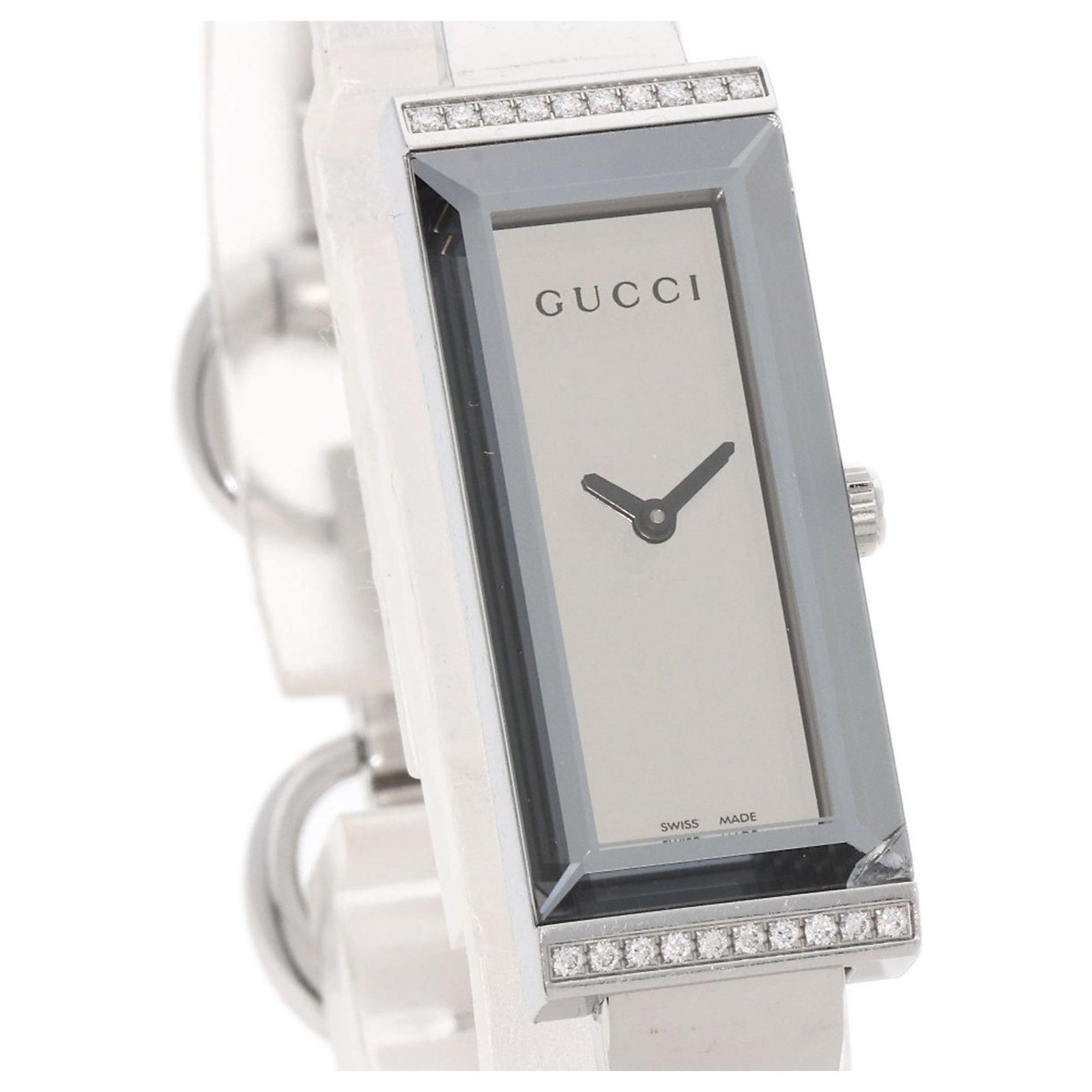 Gucci 127.5 Square Face Bezel Diamond Watch SS Gucci 127.5 Square Face Bezel Diamond Watch ref.JC1873424  main image 3