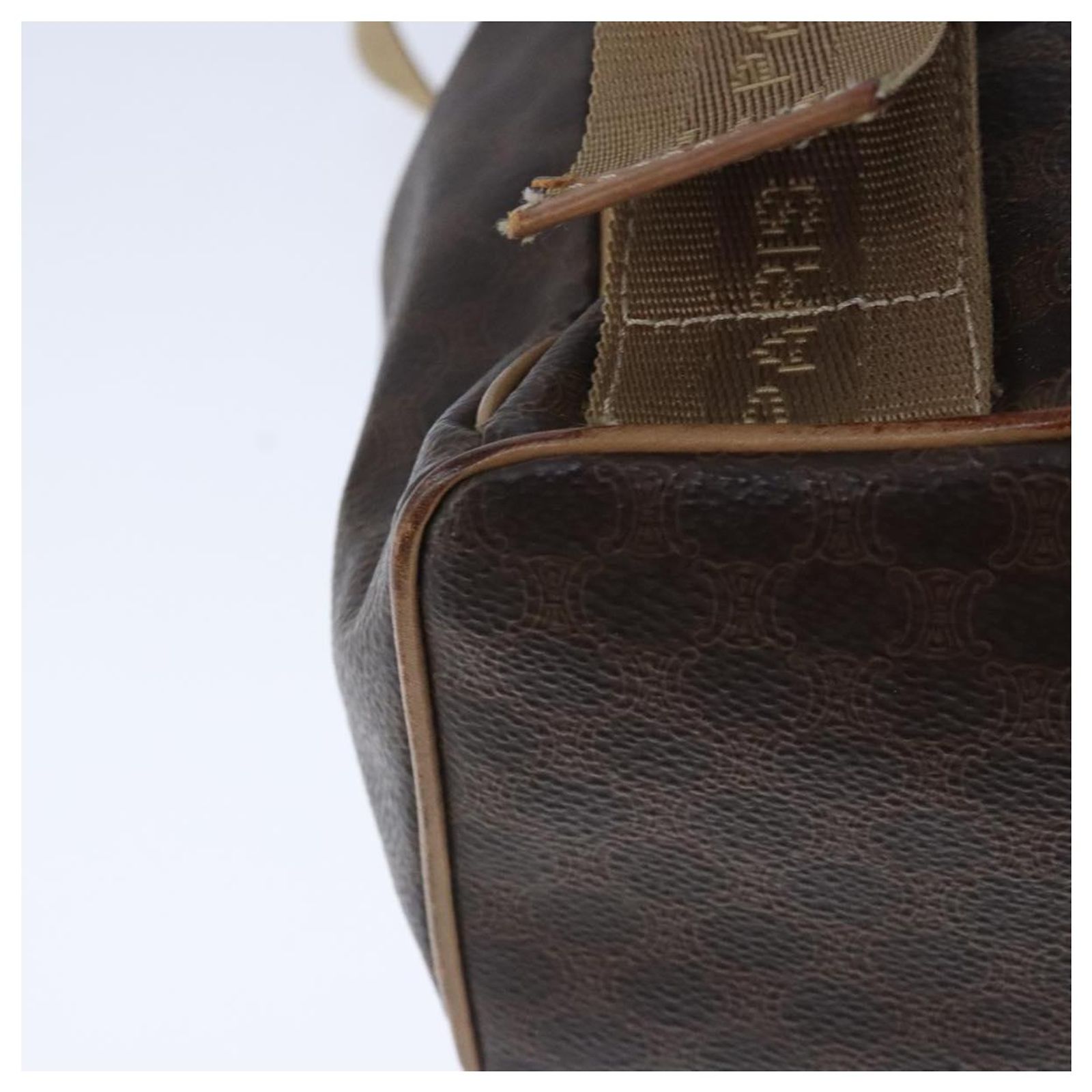 Céline CELINE Macadam Canvas Backpack PVC Leather Brown Gold  display picture 1