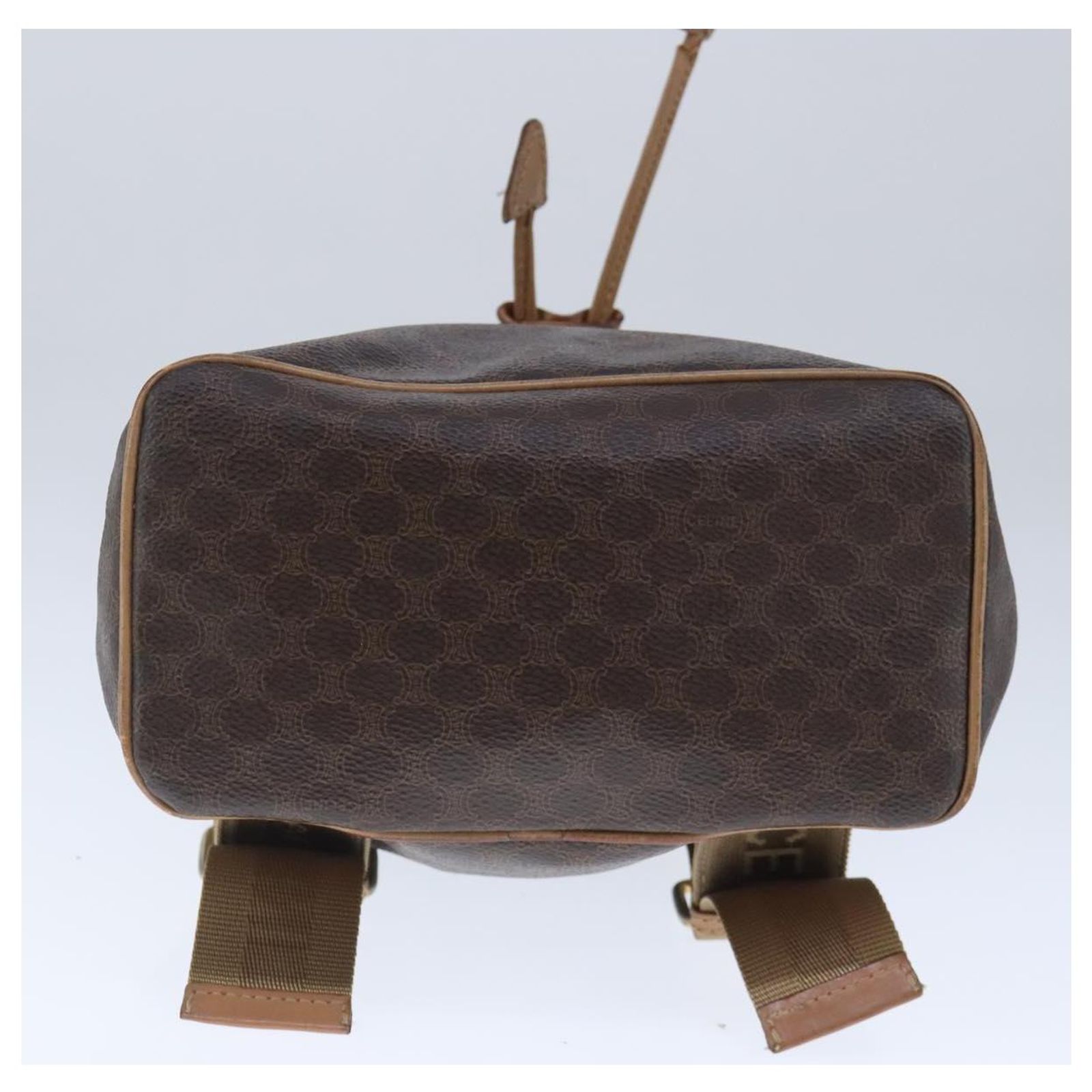 Céline CELINE Macadam Canvas Backpack PVC Leather Brown Gold 