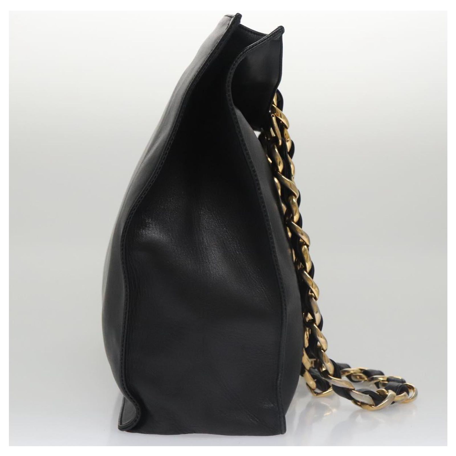 CHANEL COCO Mark Chain Tote Bag Leather Black CC Auth 102670 ref 
