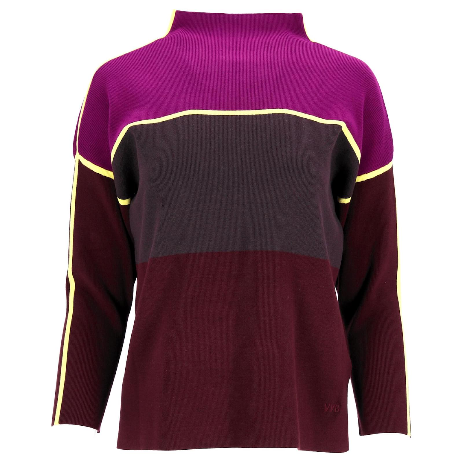 Victoria Beckham VVB Color Block Mockneck Sweater in Multicolor