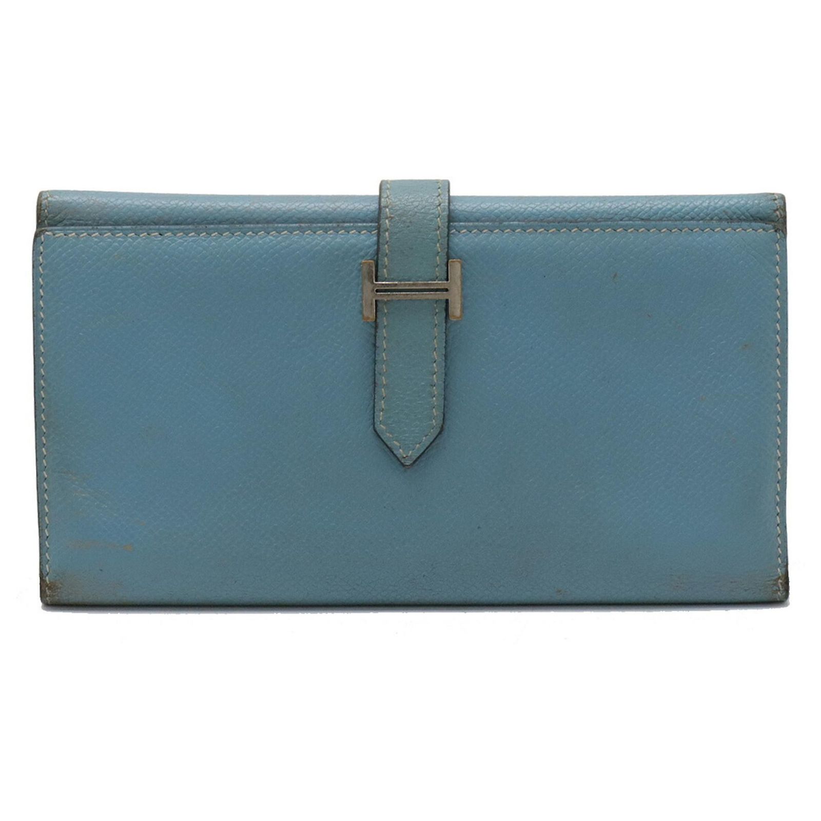 Hermès Hermes Bearn 2PLIS Dupri Long Wallet Blue Leather ref  display picture 1