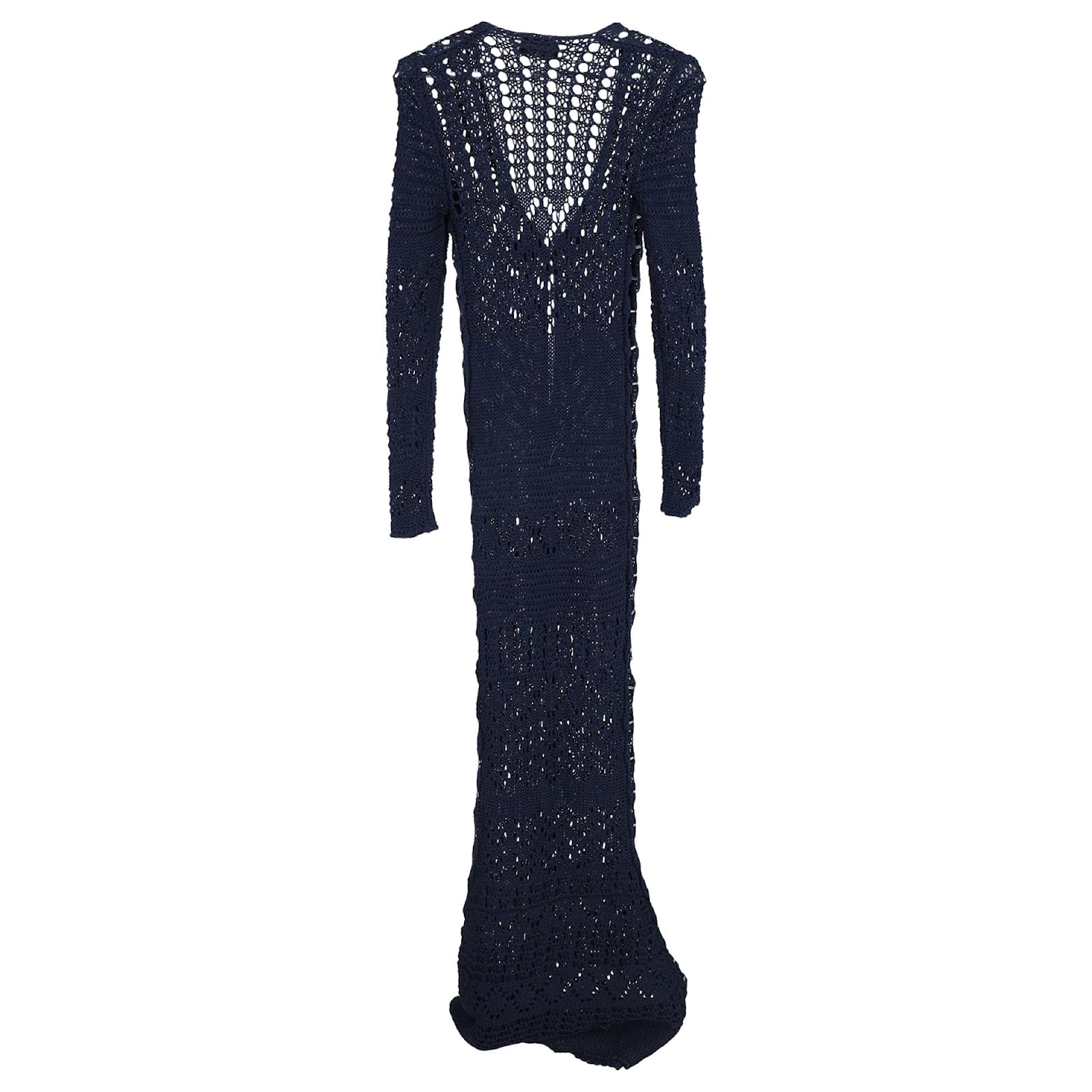white christmas dresses Blue Deep Sea Crochet Maxi Dress main image 0