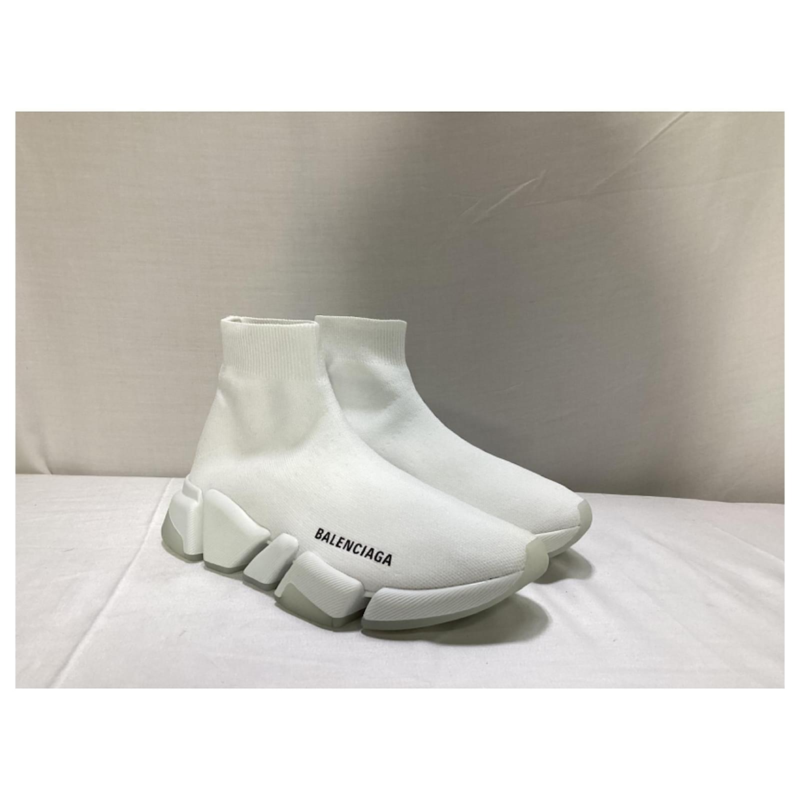 Balenciaga Speed Clear Sole Sneakers in White Polyester ref