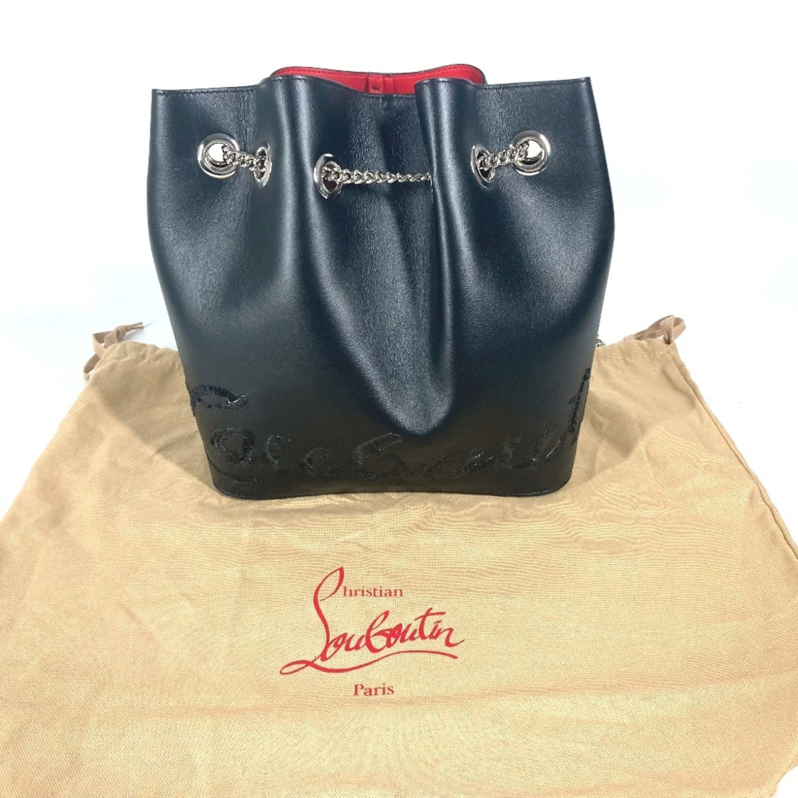 Christian Louboutin MARIE JANE Sequin Backpack Black Leather  display picture 1