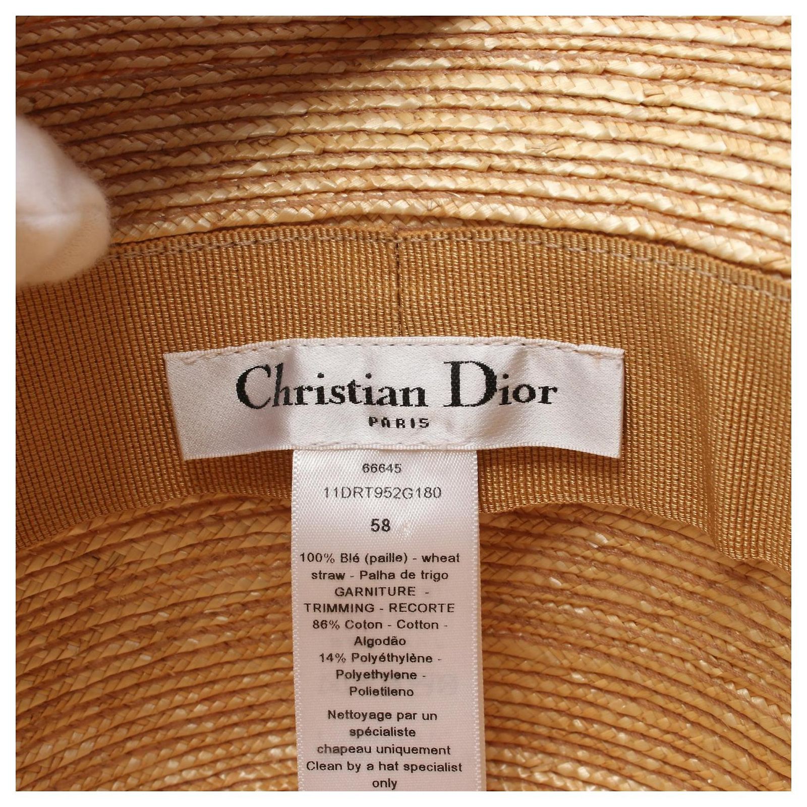 Dior 11DRT952G180 DIORESORT hat Straw hat straw hat hat Beige/Navy Mũ Dior Esort Small Brim Hat  main image 3