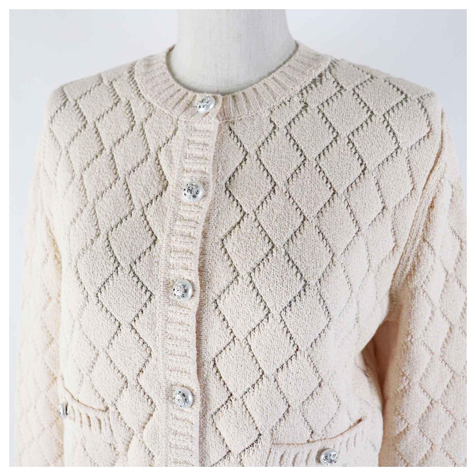 Uncinetto Giacchino Corto Modello Chanel Cardigan In Cotone E