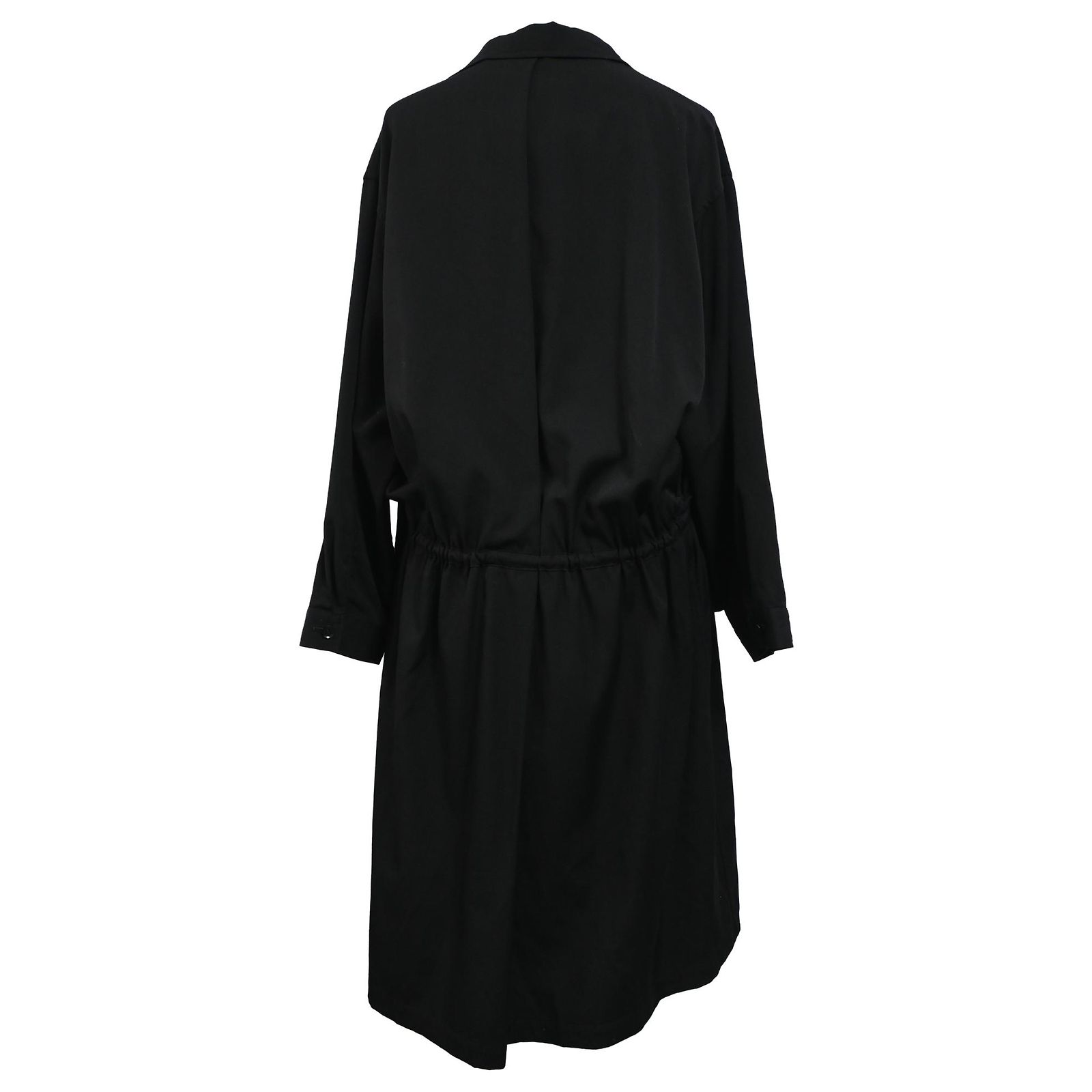 Manteau Long Femme Yohji Yamamoto En Laine 100% - Taille S, Noir, Occasion Très Bon état