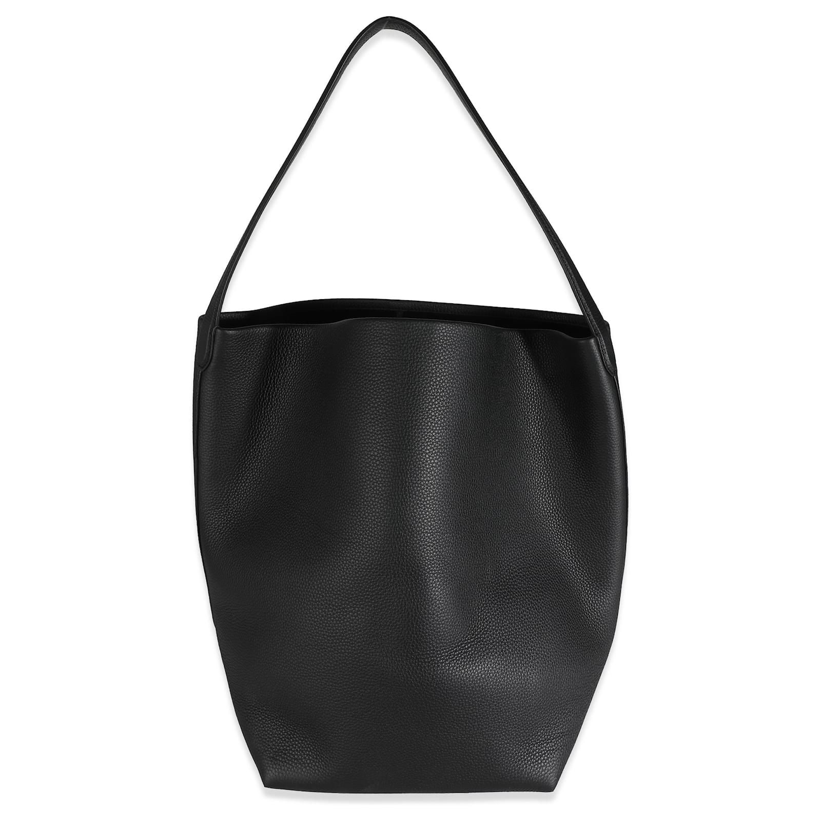 CRUSH LARGE TOTE BAG 46 IN BLACK CRUSHED CALFSKIN GOLD HARDWARE