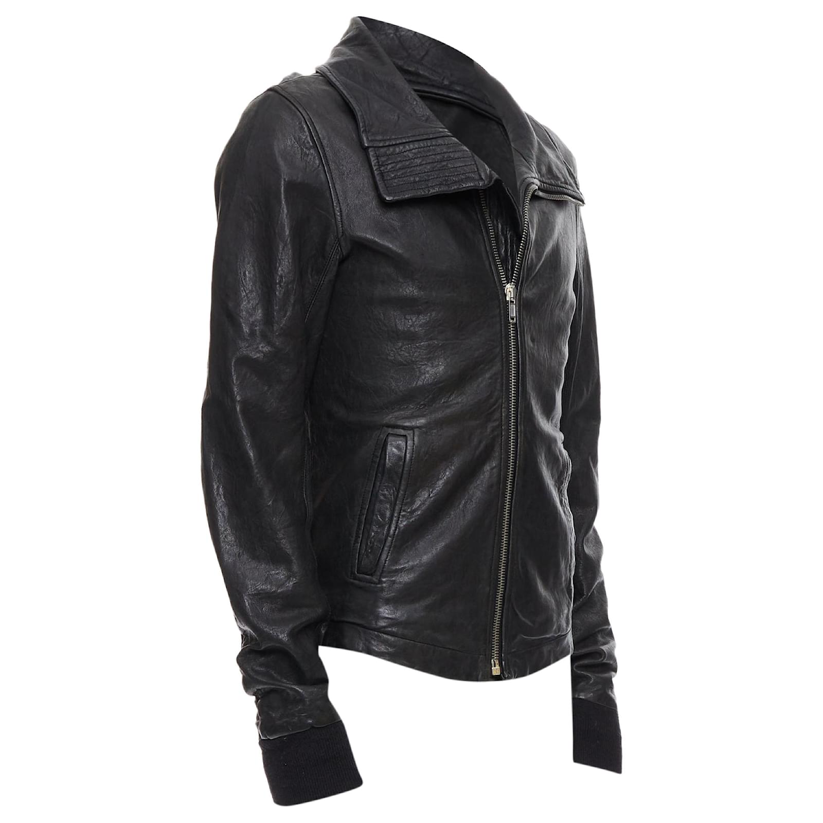 Rick Owens Lambskin Leather Olmar Mirta Zip Motorcycle Jacket