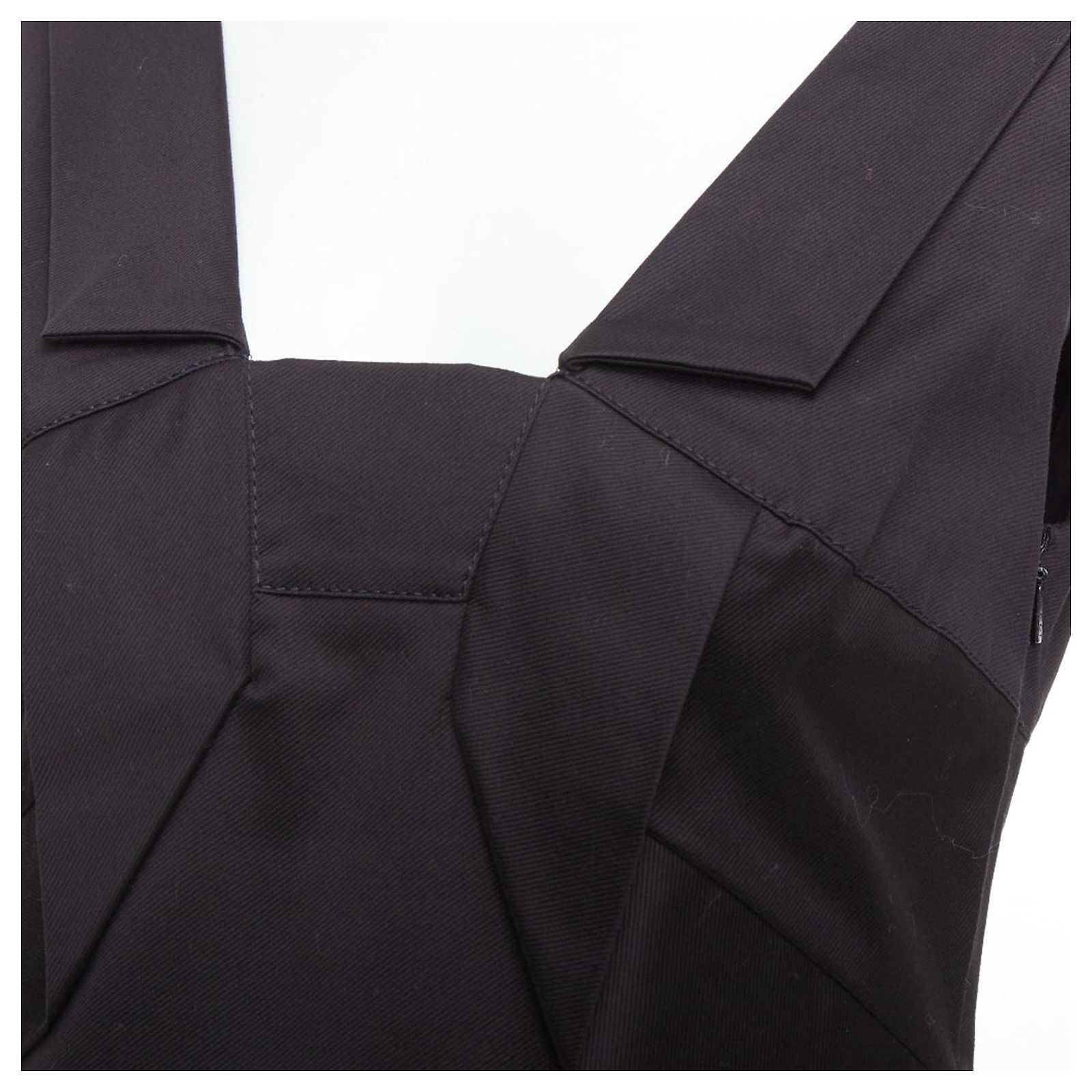 Gucci Cotton Origami Pleat Square Neckline Shift Dress Black ref ...