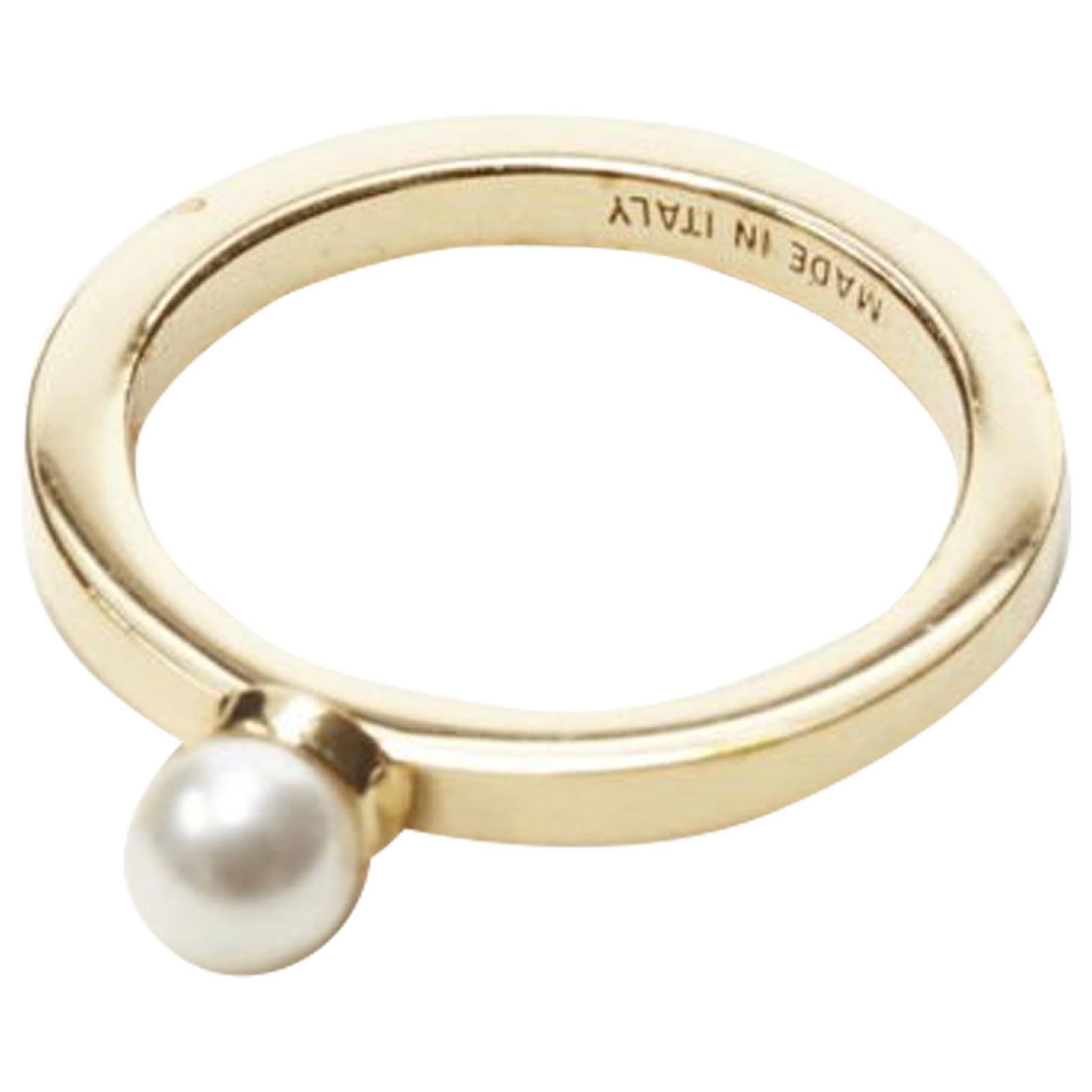 Fendi Monster Bug Eye crystal pearl rings Golden Metallic Metal