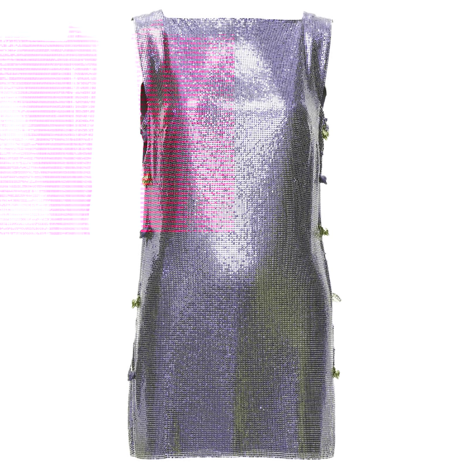 Versace Pink Metal Chainmail Medusa Safety Pin Dress