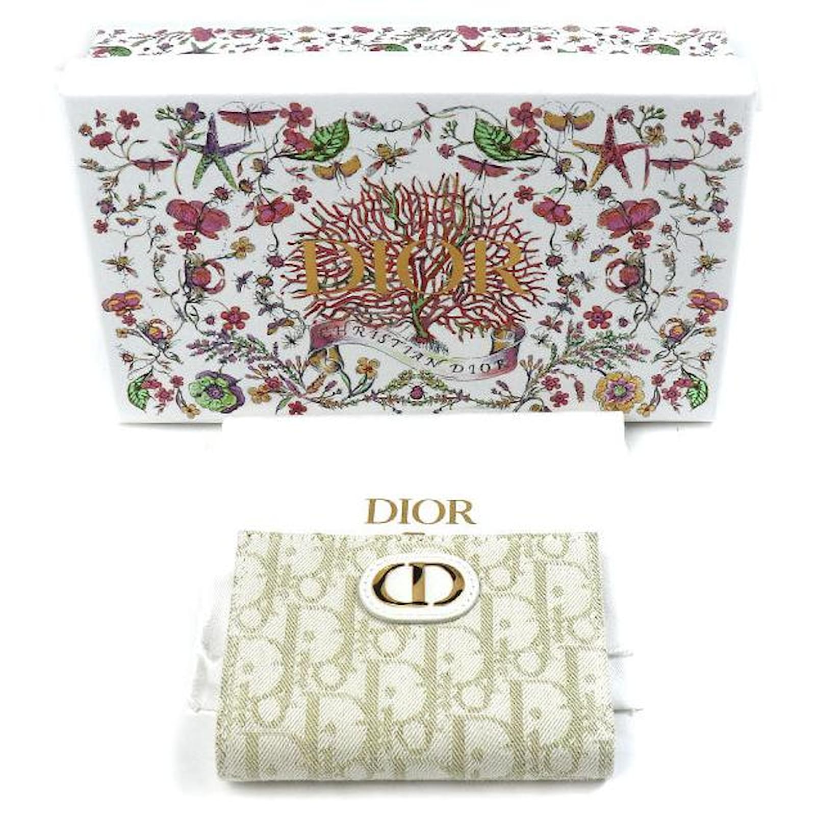 Dior 30 Montaigne Dahlia Wallet White Leather ref.1899905