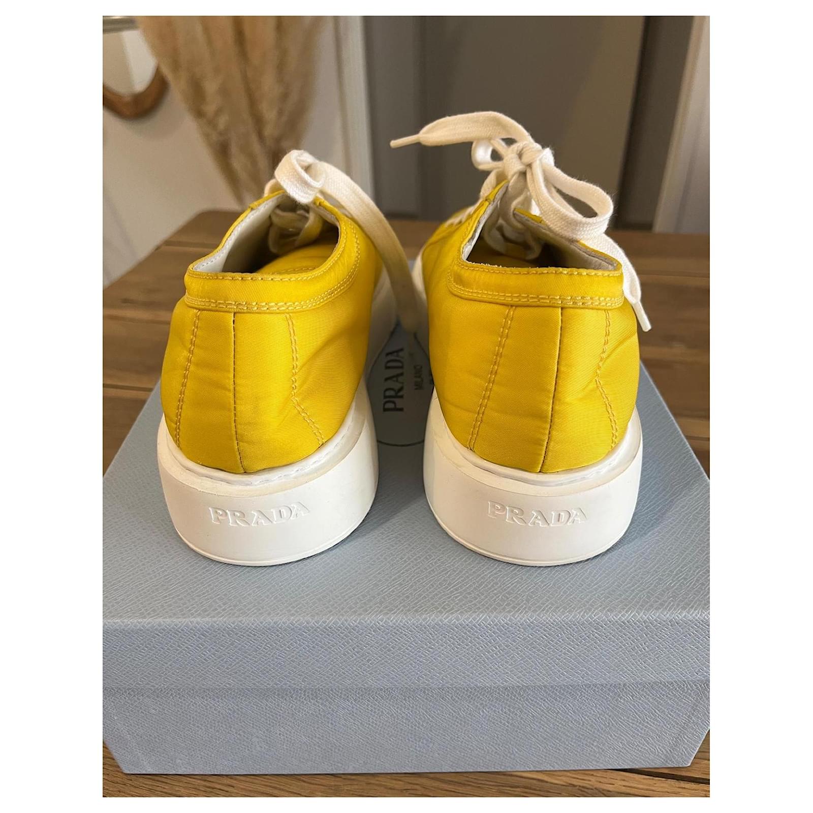 Prada Nylon Gabardine Wheel Low Yellow Sneakers ref.1900434