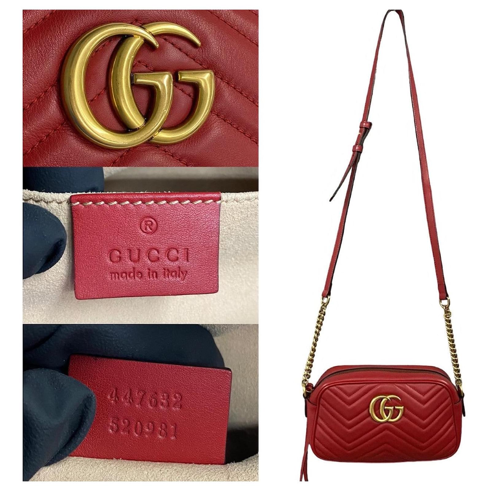 Gucci GG Marmont Leather Mini Shoulder Bag Red ref.1901731