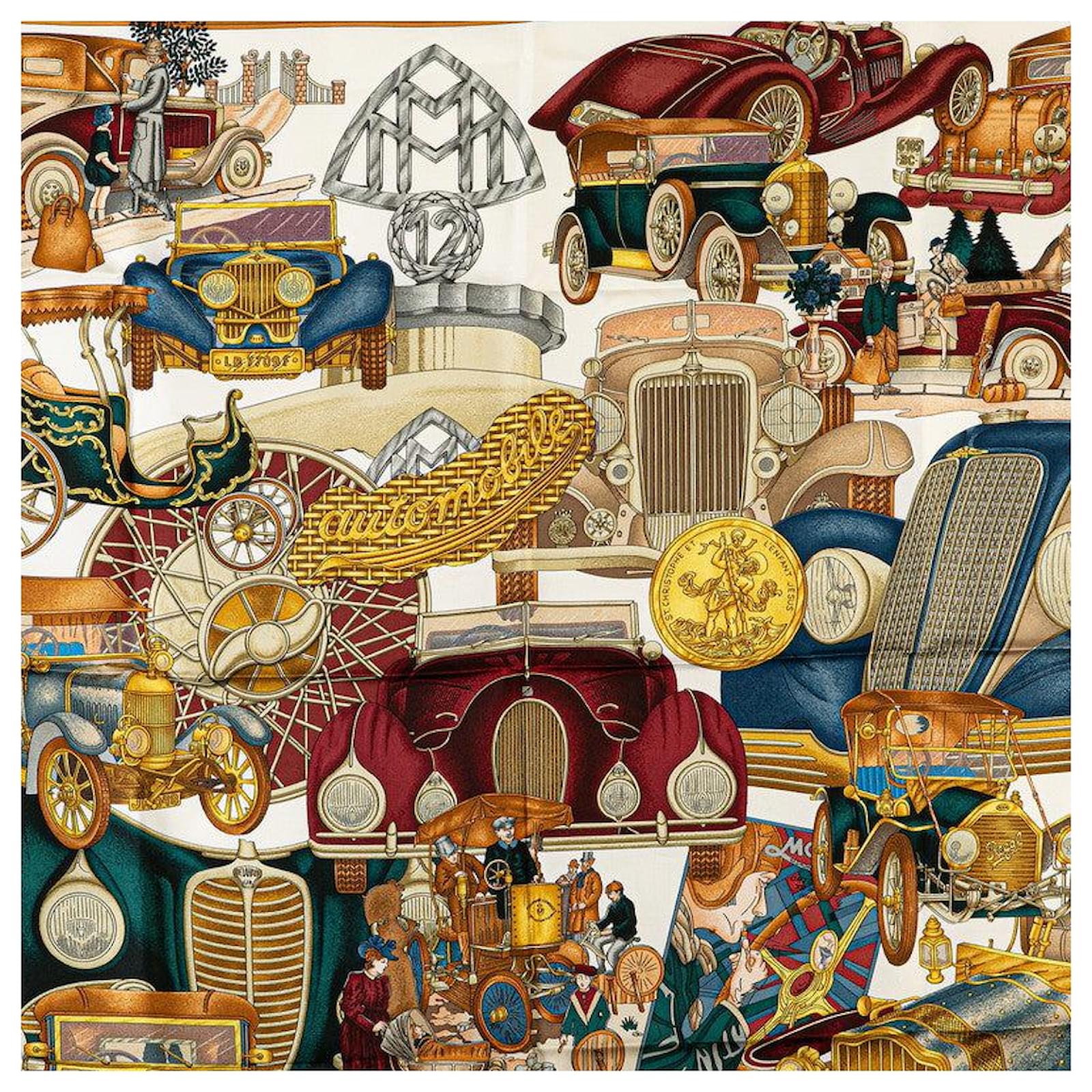 Hermès Hermes Silk Scarf ST.CHRISTOPHE ET L'ENFANT JESUS Red