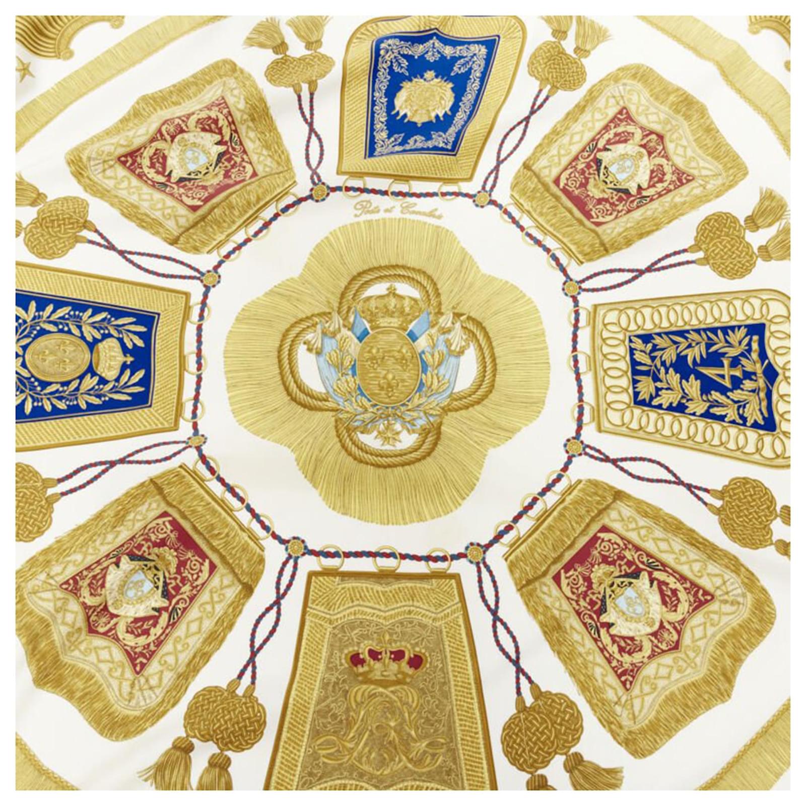 Hermès Hermes Poste et Cavalerie print silk scarf White ref