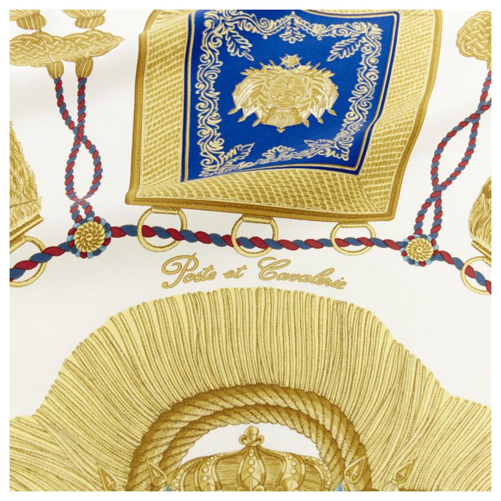 Hermès Hermes Poste et Cavalerie print silk scarf White ref