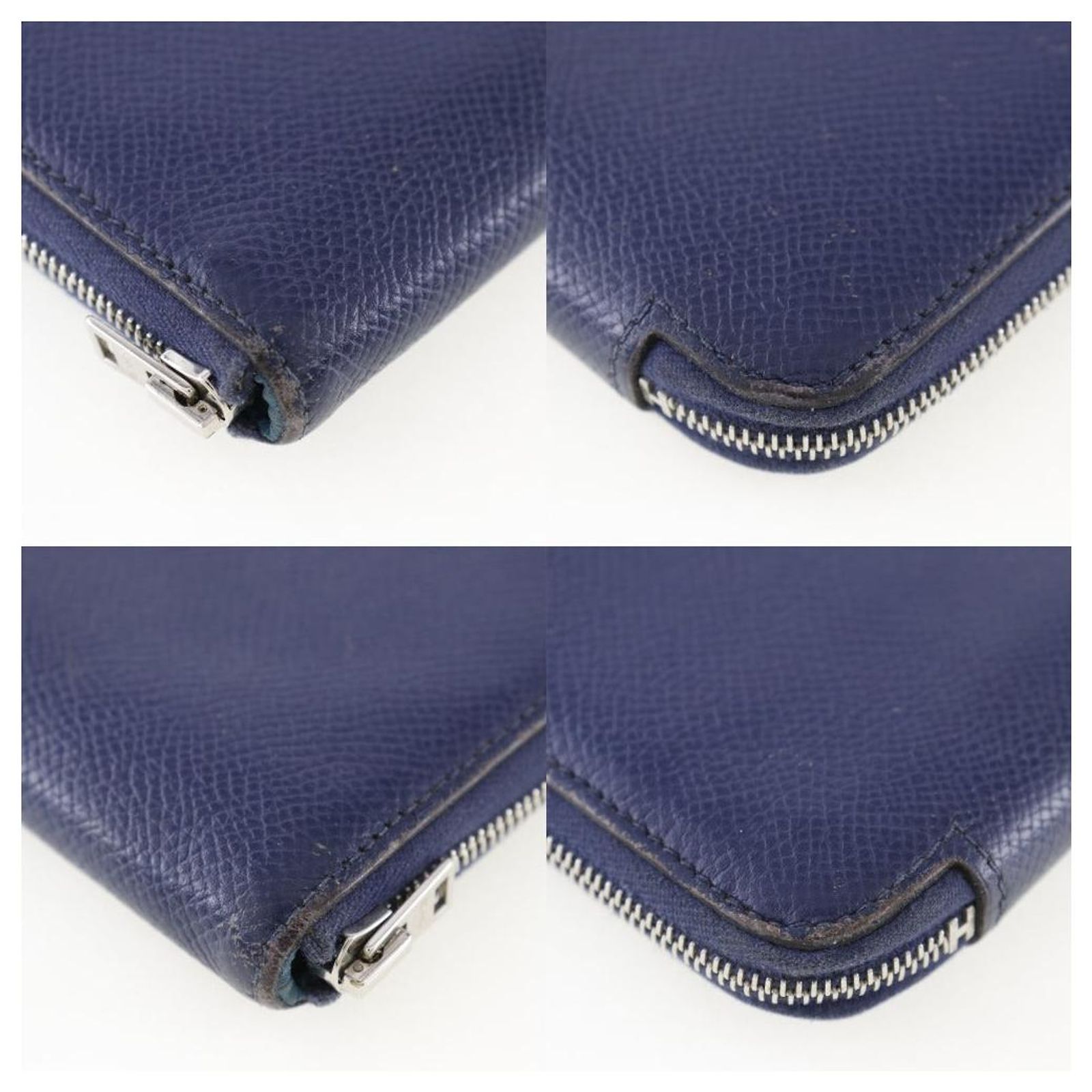 Portefeuille Long HERMES Azap En Cuir Chevre Bleu Aztèque - Occasion De Collection