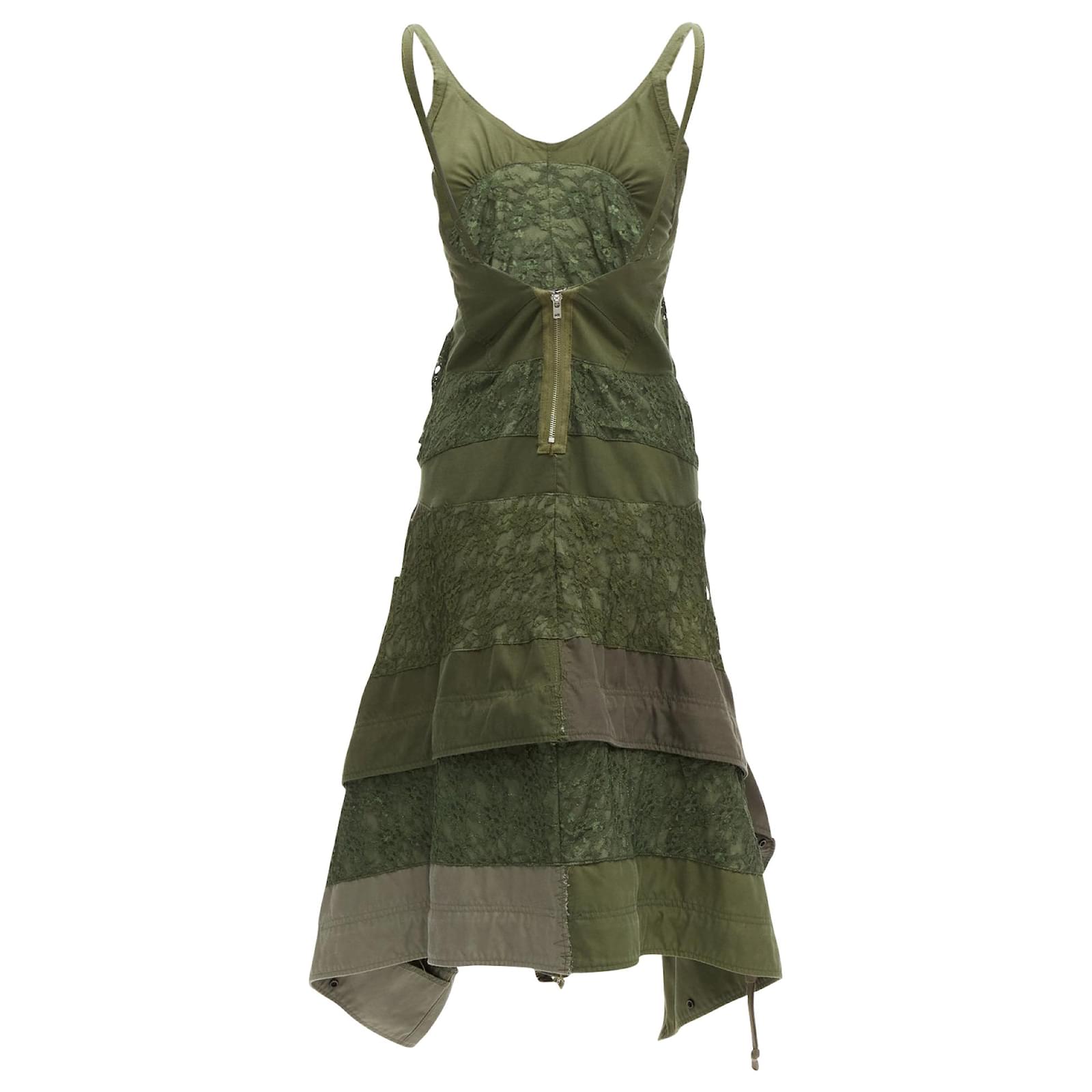 knee length dresses for ladies 2000s Junya Watanabe Comme des Garcons Floral Print Wool & Rayon Layered Grunge Cardigan Dress with Lace Look 6 F/W 2007 main image 1