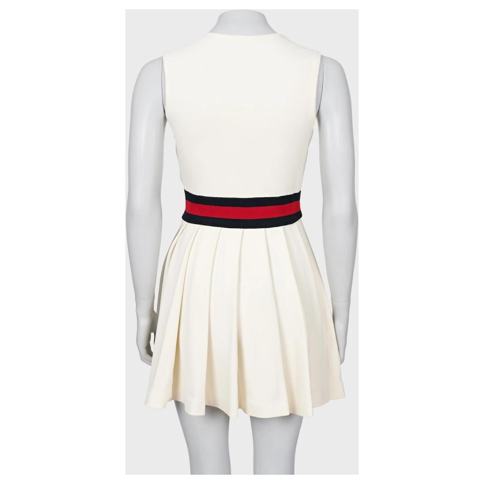 Gucci Off White Gabardine Pleated Dress Cotton Polyamide ref Gucci Off White Gabardine Pleated Dress Cotton Polyamide ref
