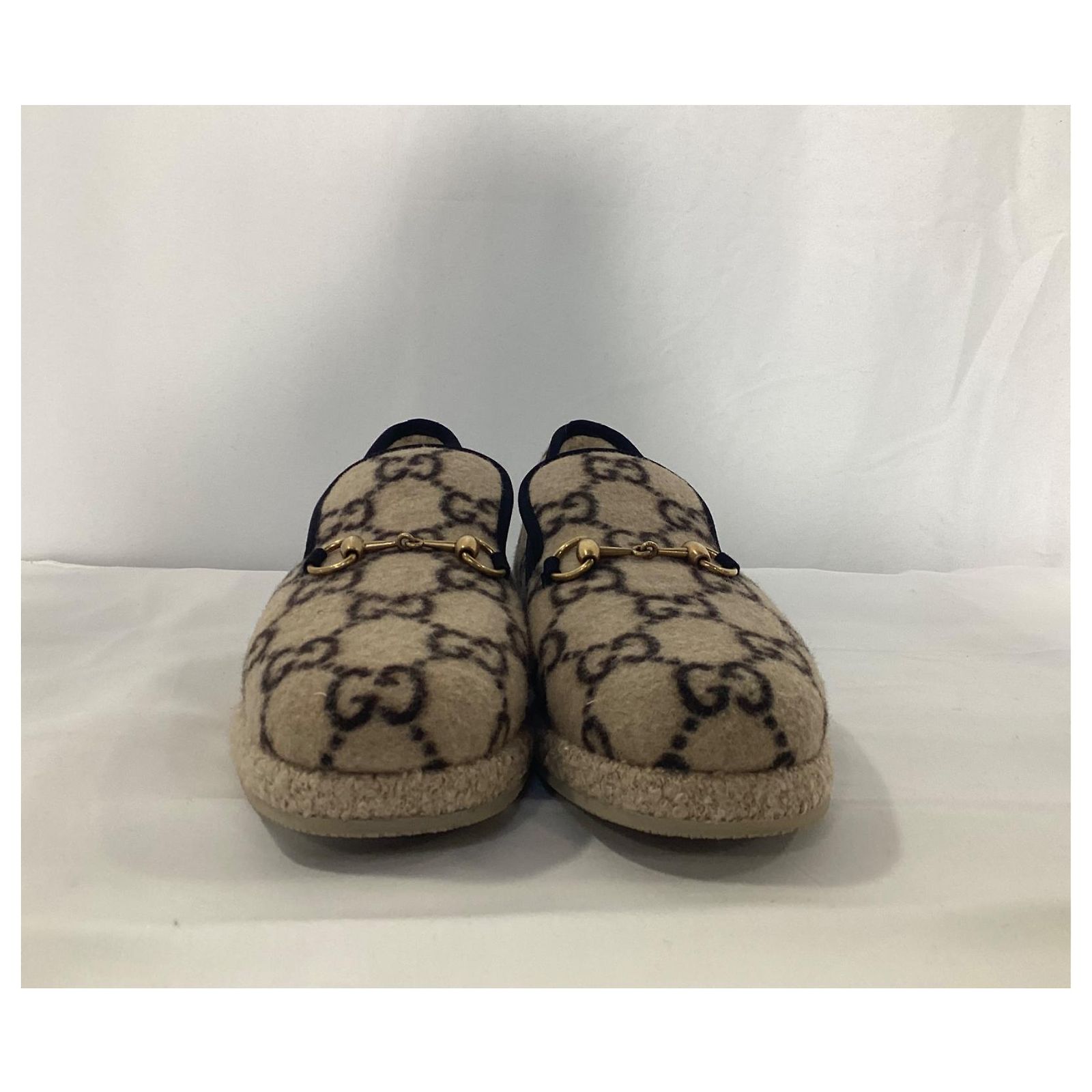 Gucci Covered GG Monogram Fria Horsebit Loafers in Beige 