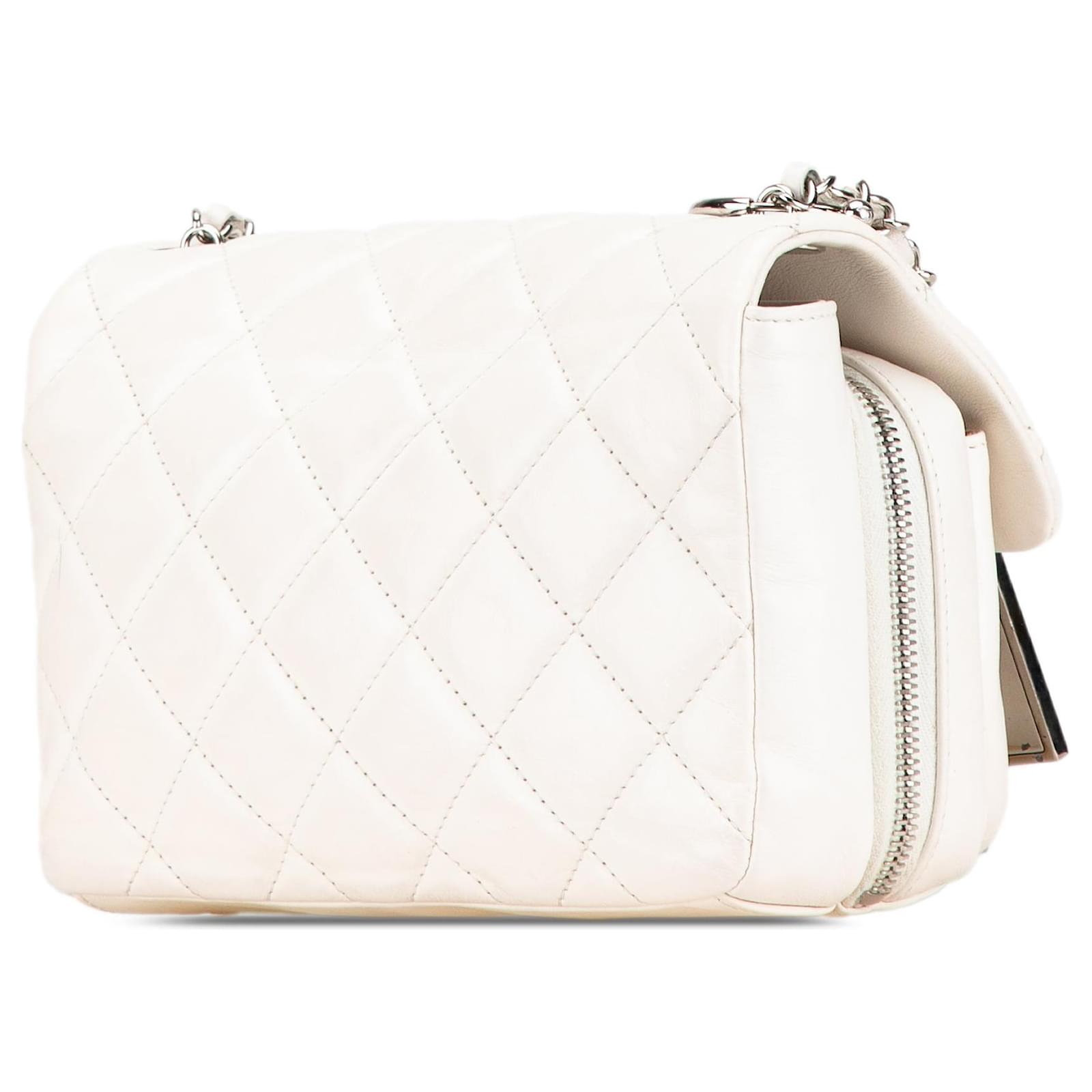 White Chanel Aged Calfskin Express Zip Around Flap Bag Leather ref
