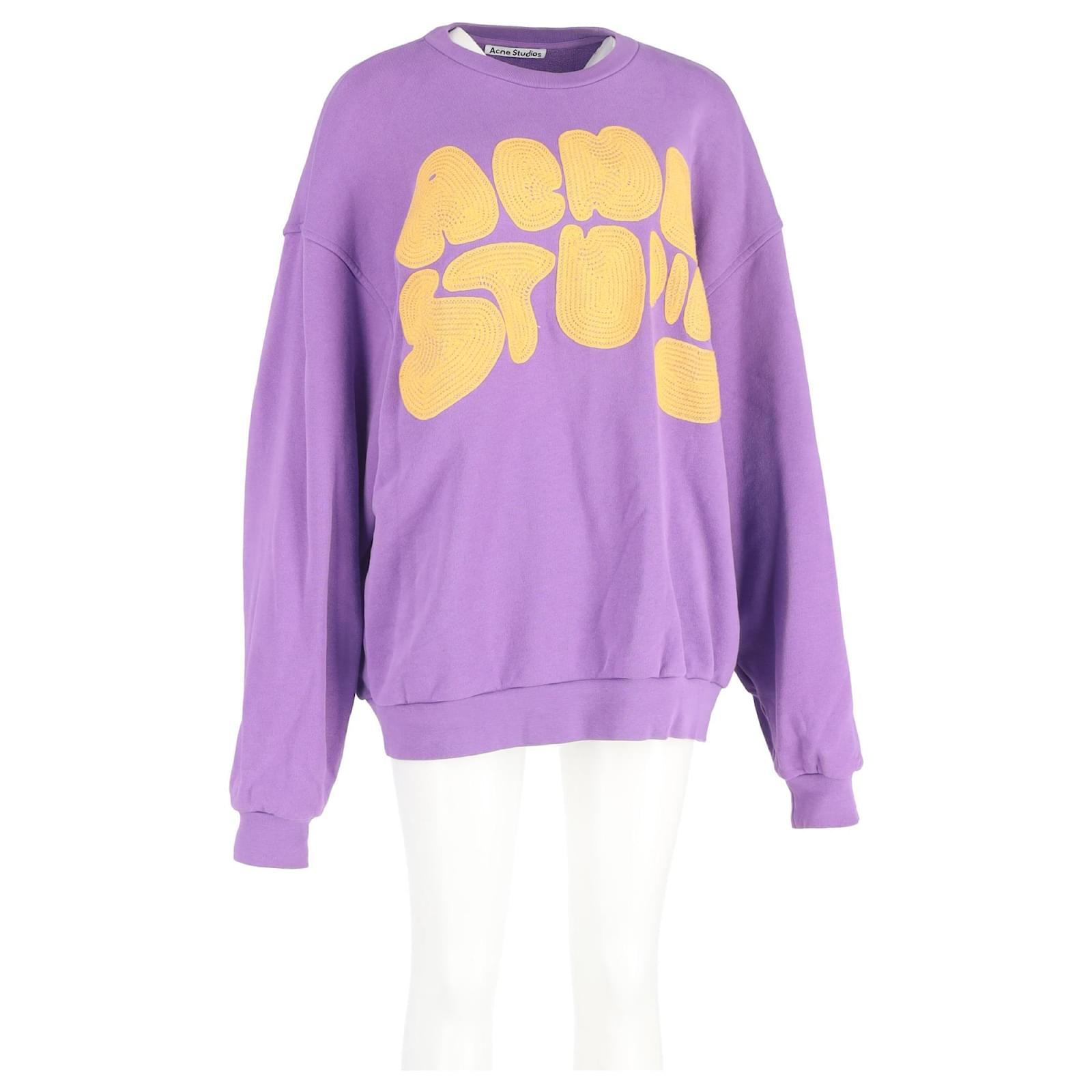 Acne Studios Bubble Logo Crewneck Sweater in Purple Cotton