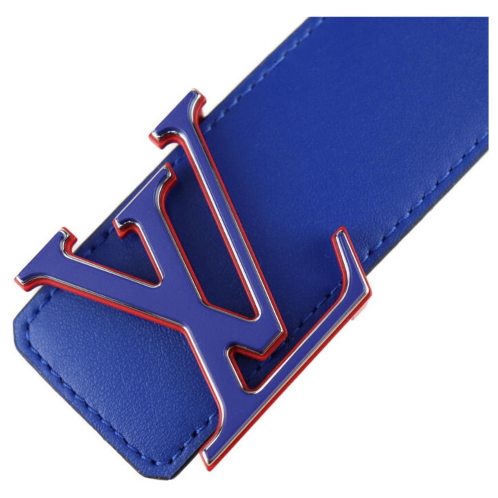 Louis Vuitton NBA Belt Mp278 Monogram Canvas Leather Brown Blue Red Virgil Louis Vuitton Louis Vuitton NBA Belt Virgil Abloh MP278 Size  main image 2