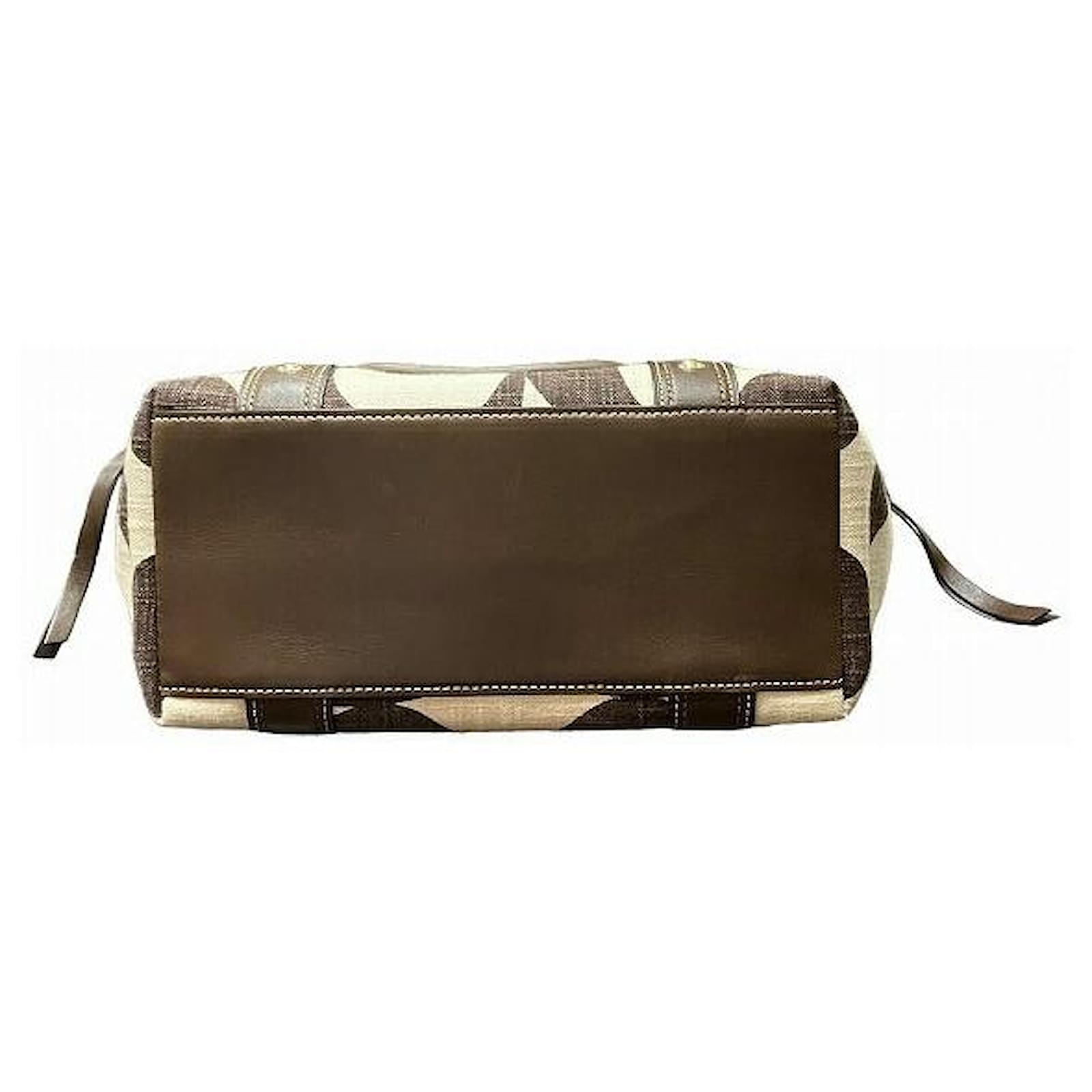 Coach Legacy Cotton Signature Tote Bag 7551 Brown Leather ref