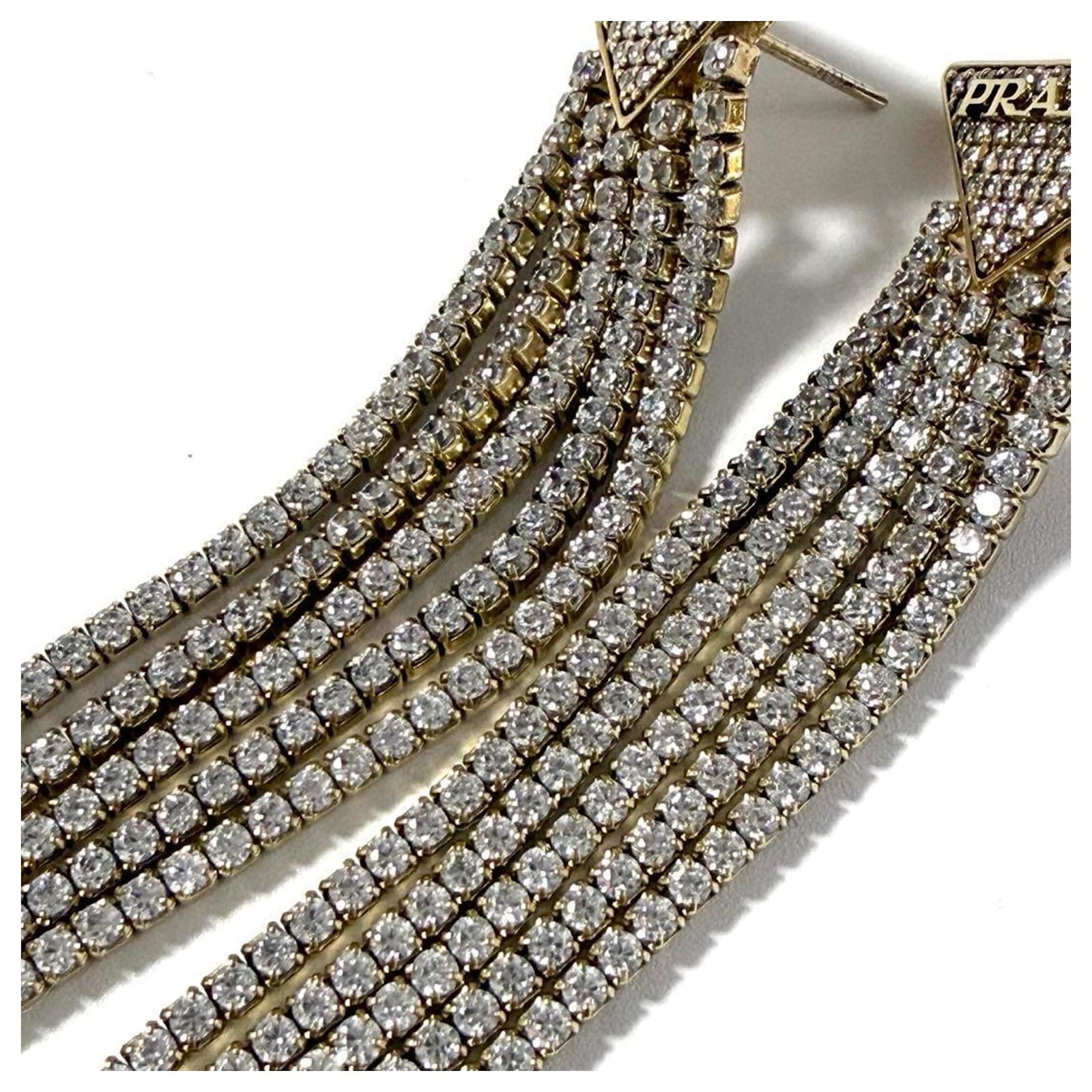 【PRADA】Crystal Logo Jewels zirconia クリスタル ロゴ ピアス Prada Crystal Logo Jewels zirconia earrings | REVERSIBLE