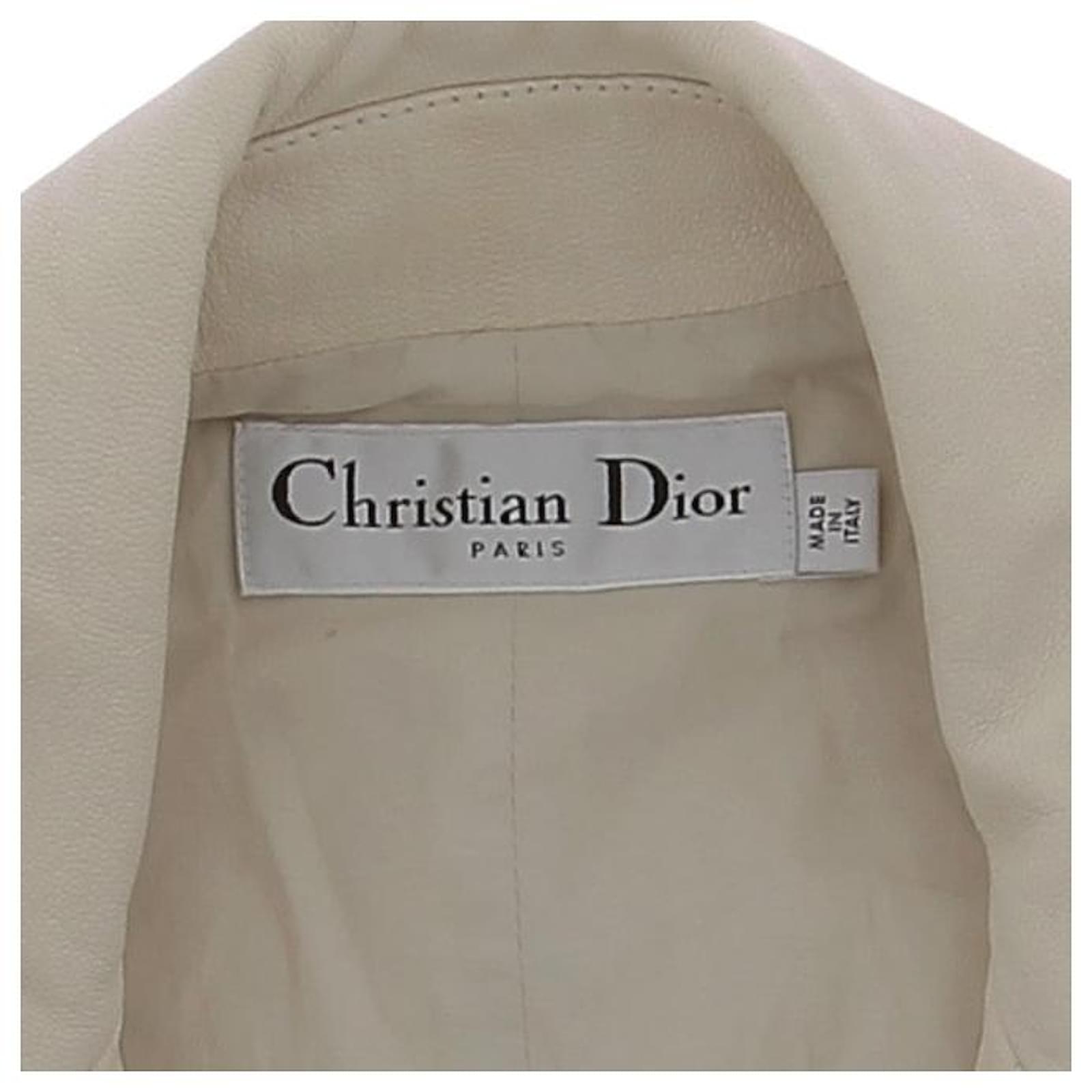CHRISTIAN DIOR Jackets T.FR 34 Leather Beige ref.1914475