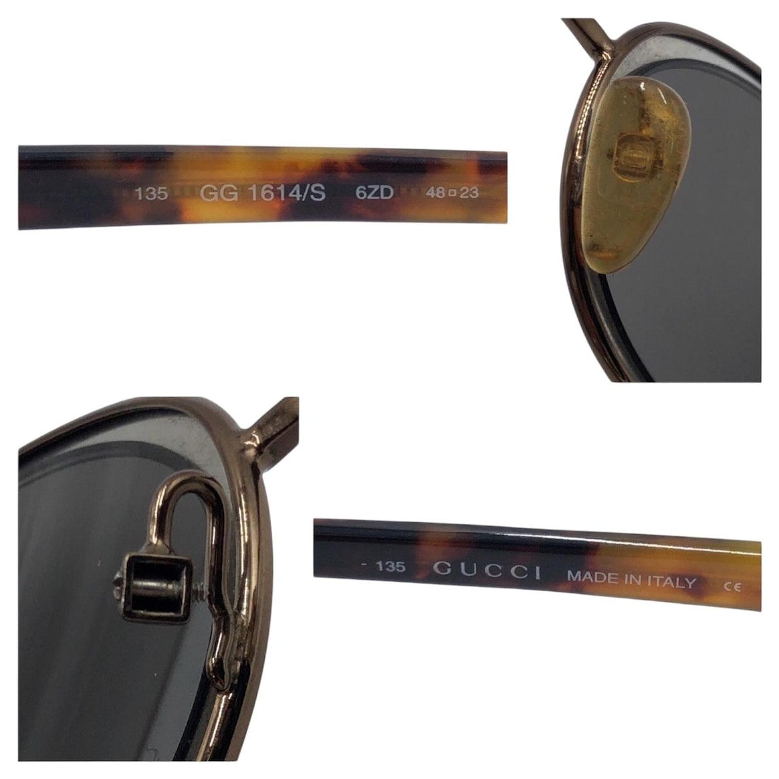 Gucci Vintage Oval Sunglasses 135 GG 1614/S Brown Plastic ref