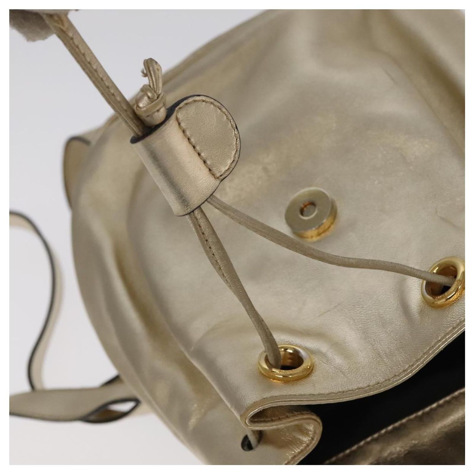 Salvatore Ferragamo Backpack Leather Beige Gold Auth 152109 Salvatore Ferragamo Backpacks for Women for sale | eBay main image 4