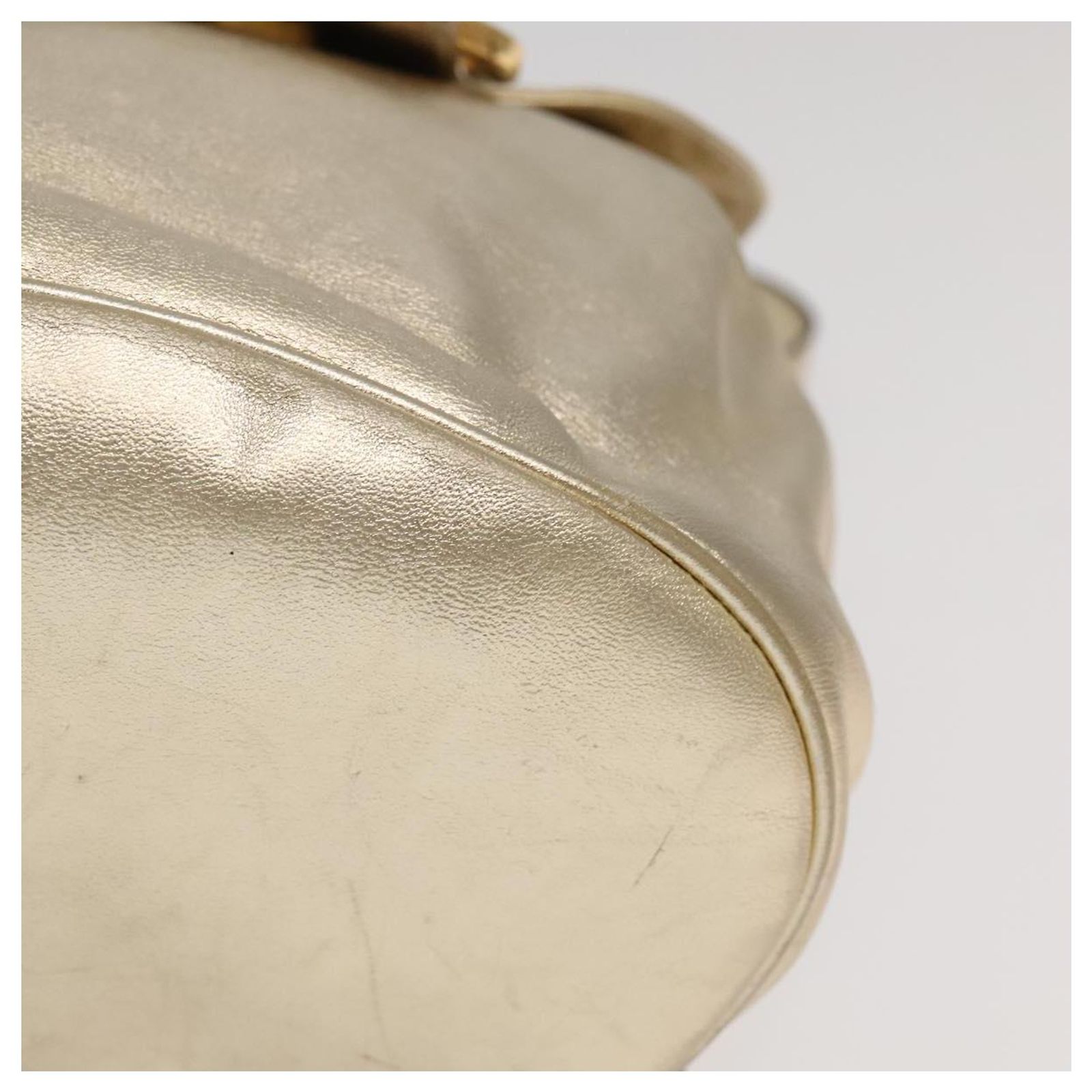 Salvatore Ferragamo Gancini Backpack Leather Gold Auth 