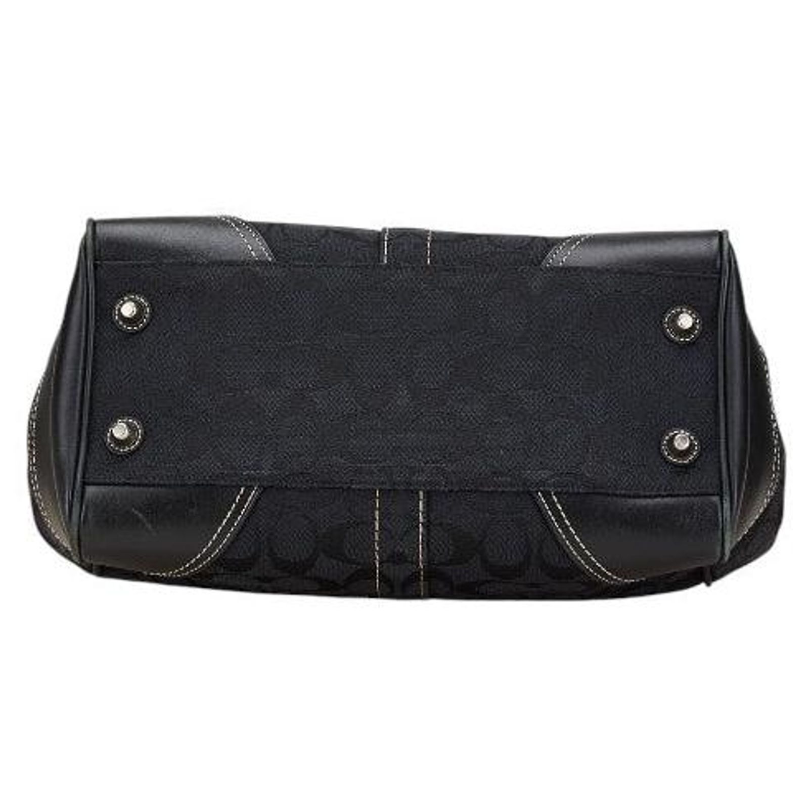 Coach Signature Canvas Leather Handbag 10247 Black Cloth ref 