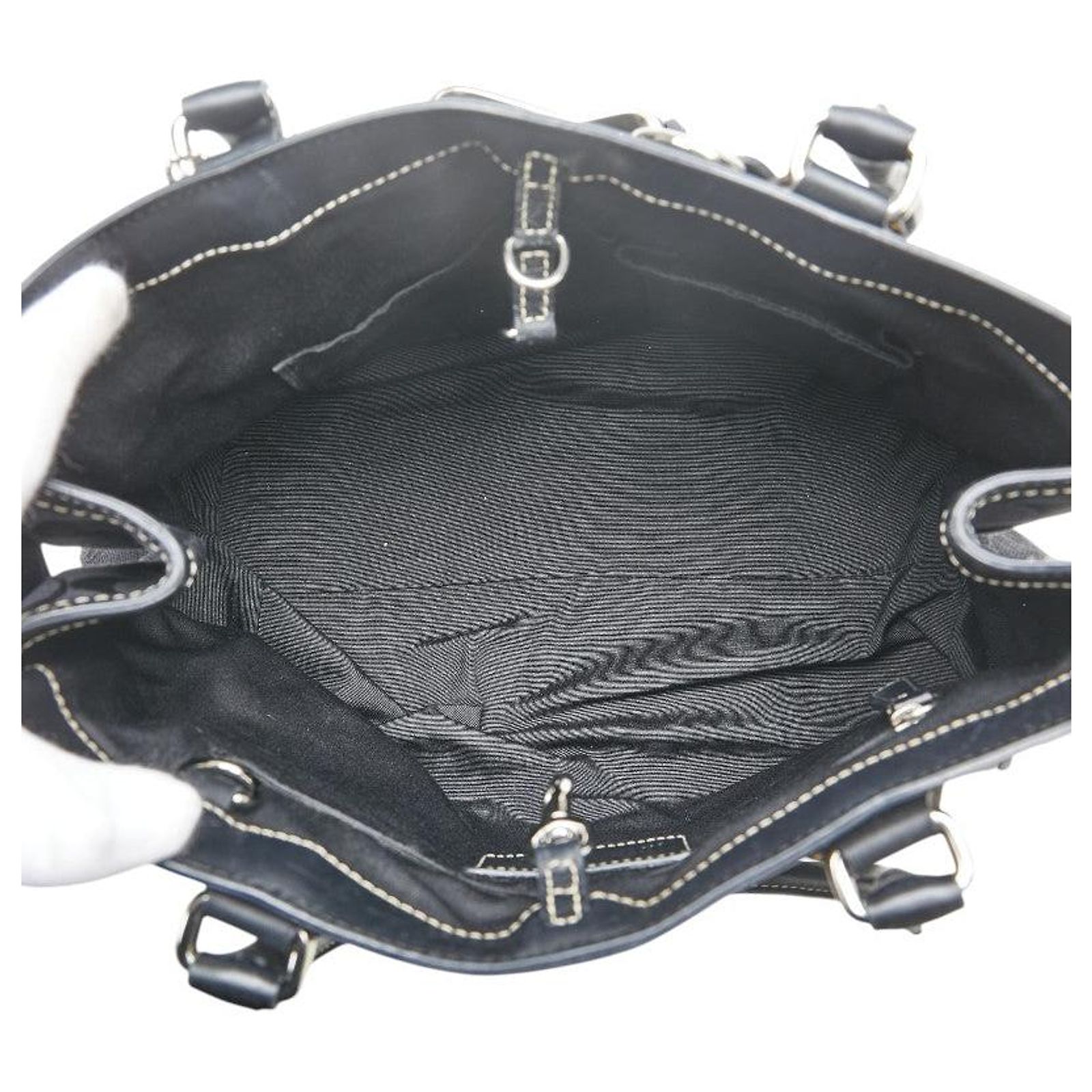 Coach Signature Canvas Leather Handbag 10247 Black Cloth ref 