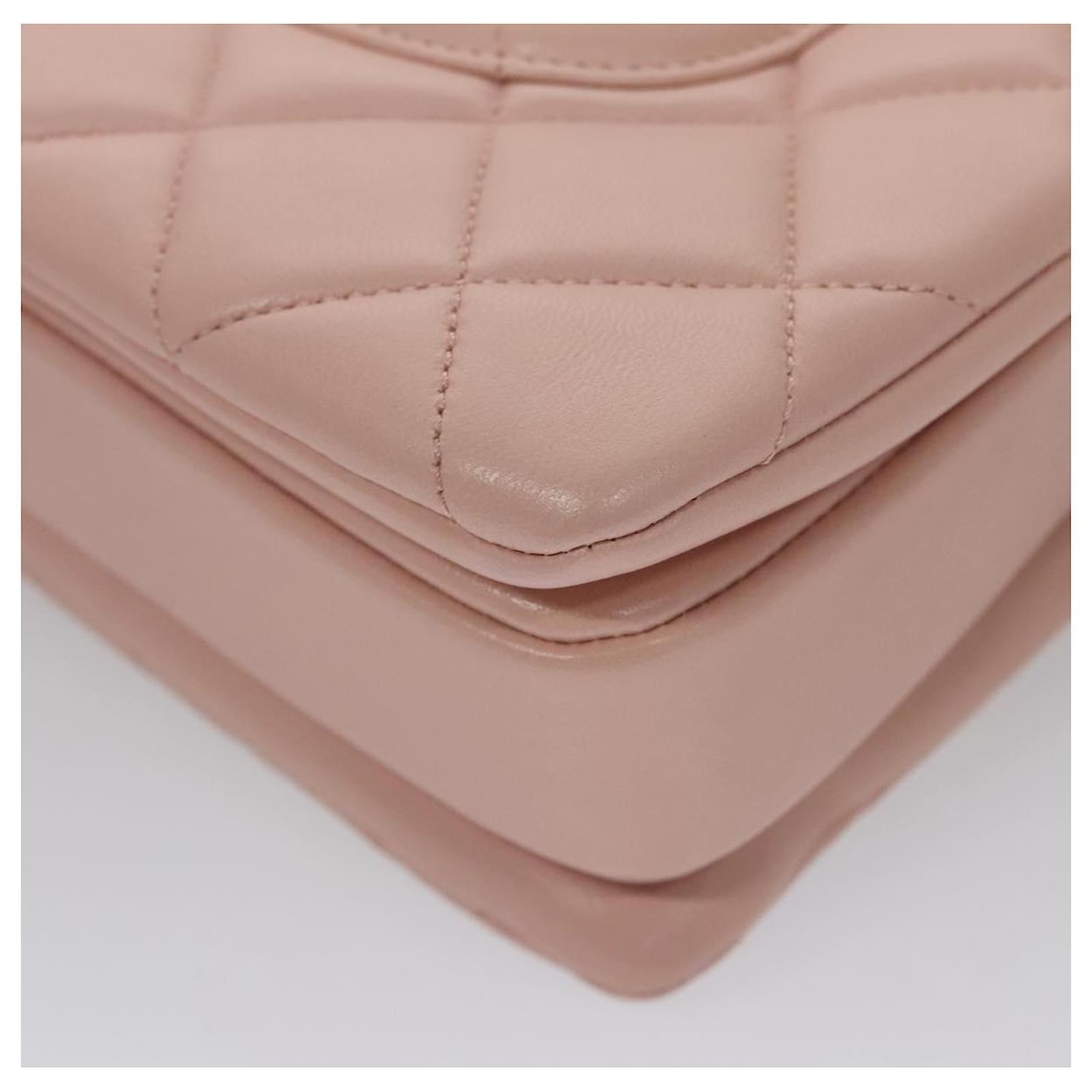 CHANEL Hand Bag Lamb Skin 2way Pink Gold 92236 CC Auth 98152SA