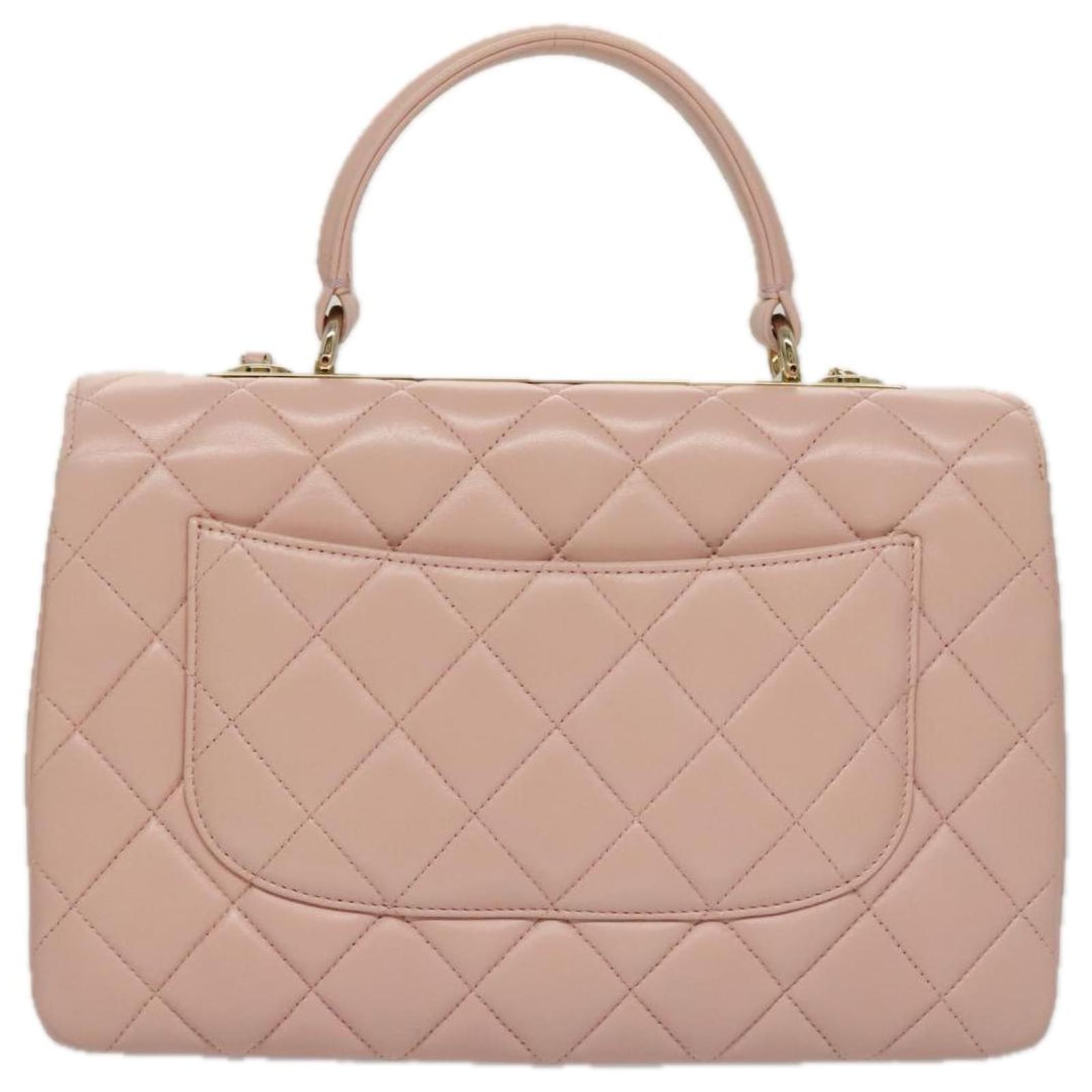 CHANEL Hand Bag Lamb Skin 2way Pink Gold 92236 CC Auth 98152SA